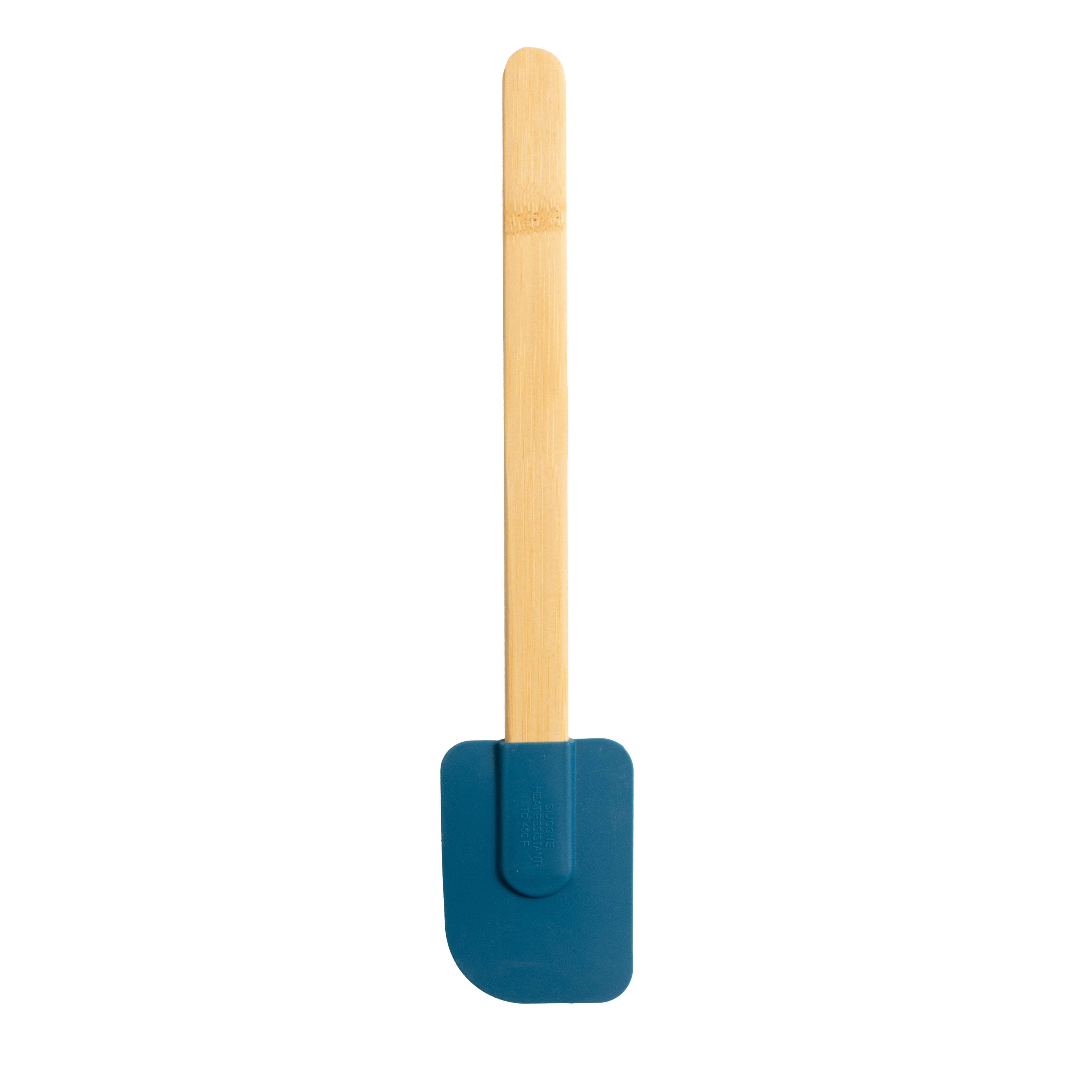 Non-Stick Safe Silicone Spatulas Set 4 with Bamboo Handles, Blue - Durable Turner & Ladle Utensil Set for Home Chefs Detail
