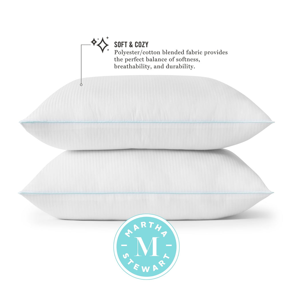 Ergonomic Memory Foam Classic Stripe Bed Pillows Standard / Queen Size Set Of 2, Enhanced Loft Plush Pillow for All Sleep Positions, 20" x ... - Orthopedic Shredded Foam Bed Pillow Set Detail
