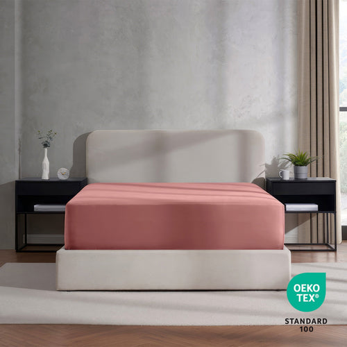 Cooling Sateen Extra Deep Pocket Twin XL Fitted Sheet Only, Fits 18" to 24" Mattress, Soft Microfiber Fitted Bed Sheet, Pink Clay - Breathable Egyptian Cotton Flat & Fitted Sheets Detail