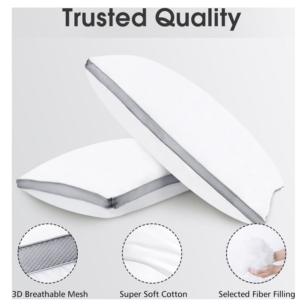 Hotel Collection 2 Pack Cotton Down Alternative Pillows,Queen Size Bed Pillows Gusseted Hypoallergenic - Hotel Quality Plush Sleeping Pillows Detail