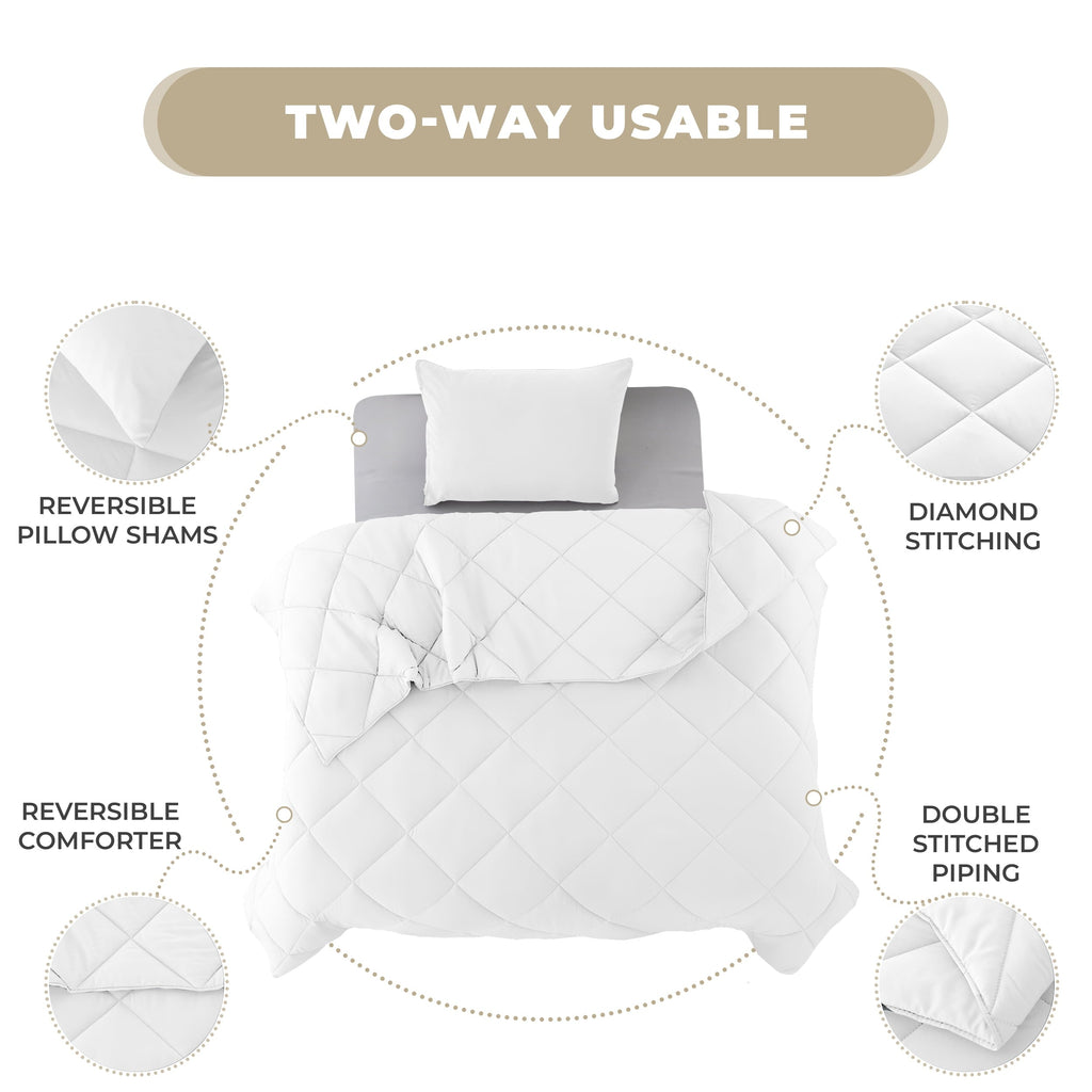 Fluffy Down Alternative Lux Decor All-Season Comforter Sets Twin Size 2 PC, Reversible Bedding Set with Diamond Quilted Design Comforter and ... - Cloud-Like Soft Lightweight Bed Comforter Detail