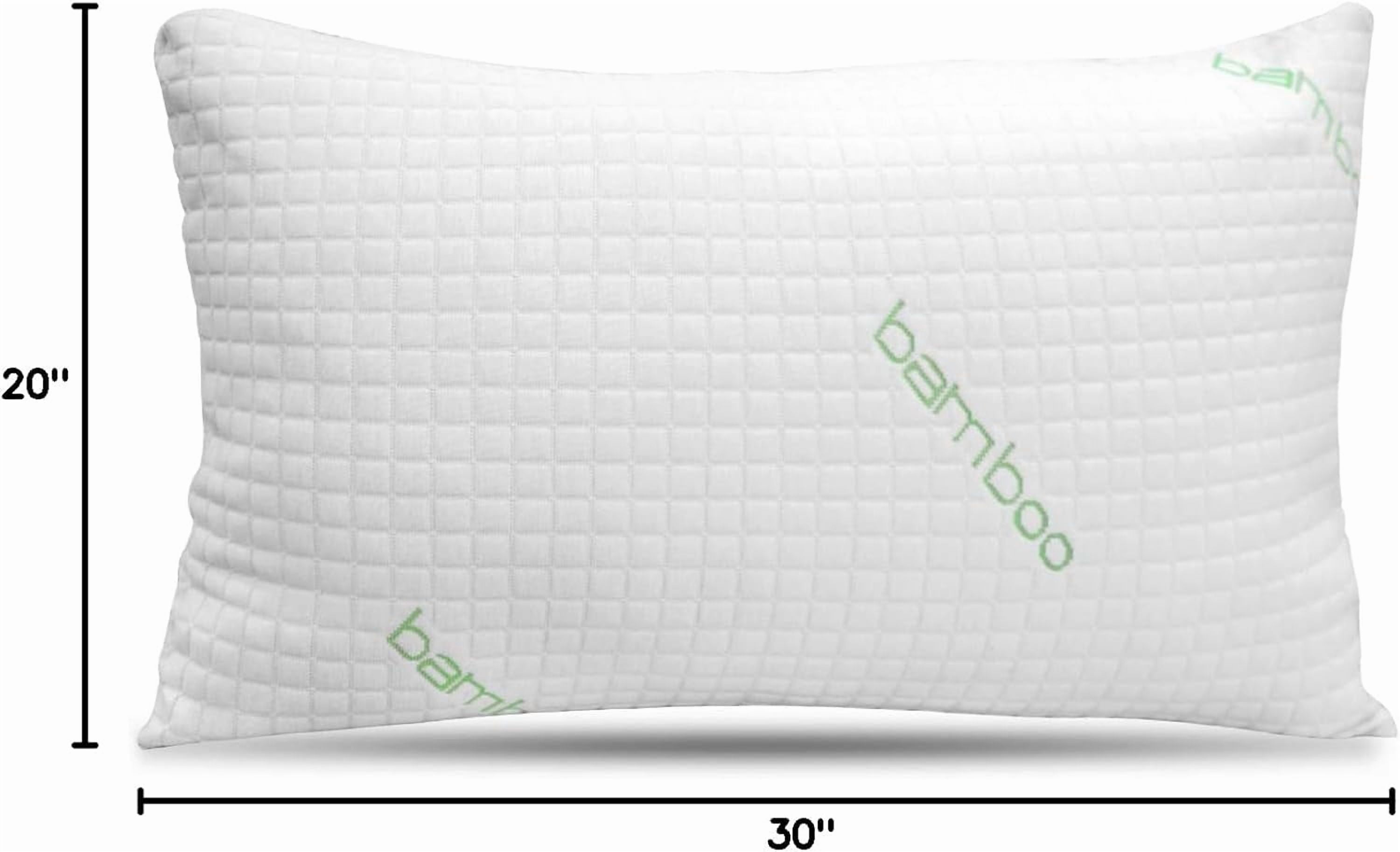 Fluffy Shredded Queen Size Bamboo Pillow, Memory Foam Bed Pillows with Washable Pillowcases, Queen - Orthopedic Shredded Foam Bed Pillow Set Detail