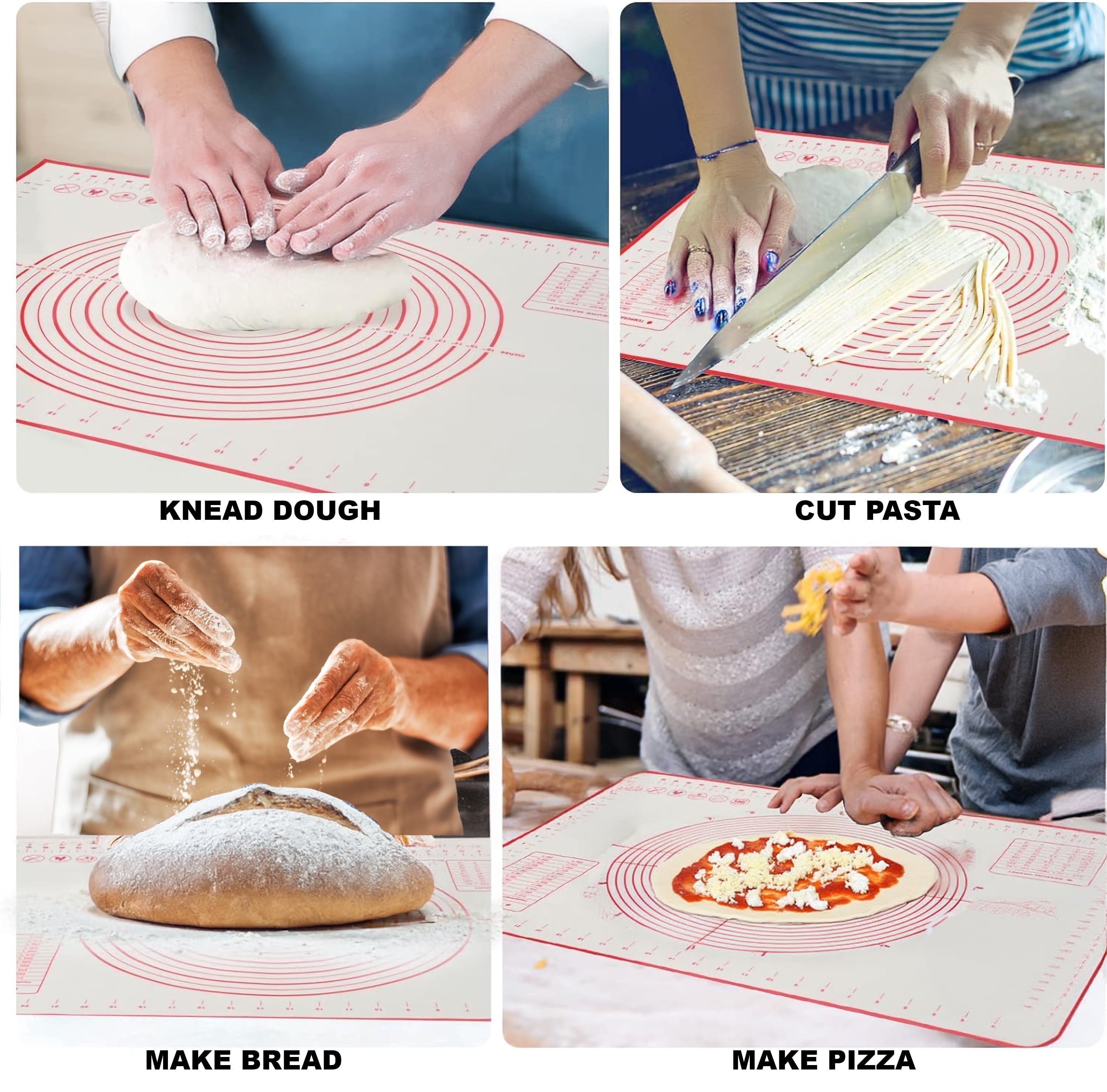 Multi-Functional Reusable Silicone 24"x 18" Pastry Mat with Measurements - Multi-Functional Manual Food Chopper & Slicer Detail