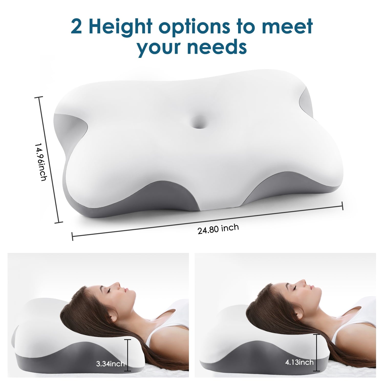 Decorative Plump Memory Foam Bed Pillow for Pain Relief,Ergonomic Memory Foam Pillows for Sleeping for Side Back Stomach&Sleepers with... - Ergonomic Memory Foam Pillow for Neck Pain Support Detail