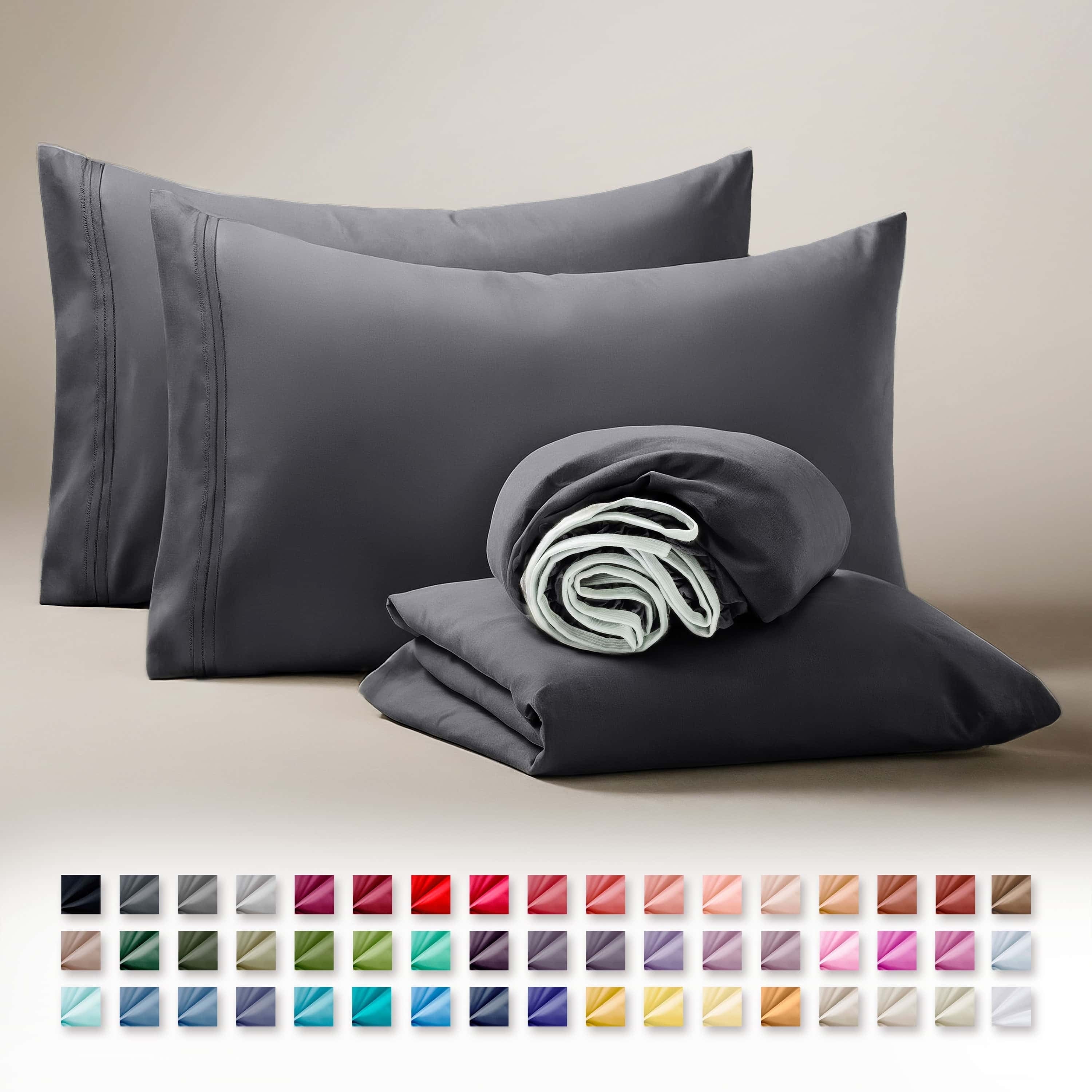 Breathable Luxury Sheets Set, 4 Piece Deep Pocket Sheets, 100% Soft Microfiber Bed Sheets Set, Gray - Cooling Hotel Quality Bedding Sheets and Pillowcases Detail