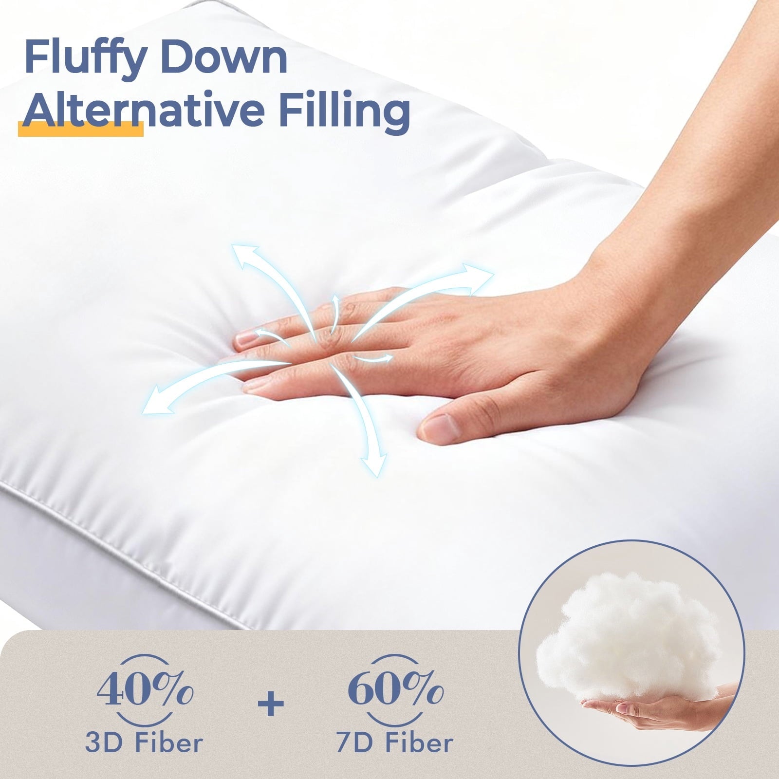 Orthopedic Support Pillows Queen Size Set of 2, Bed Pillows for Side and Back Sleepers, Soft Down Alternative Pillows, Hotel Quality and... - Decorative Throw Pillow Cushion for Sofa & Bed Detail