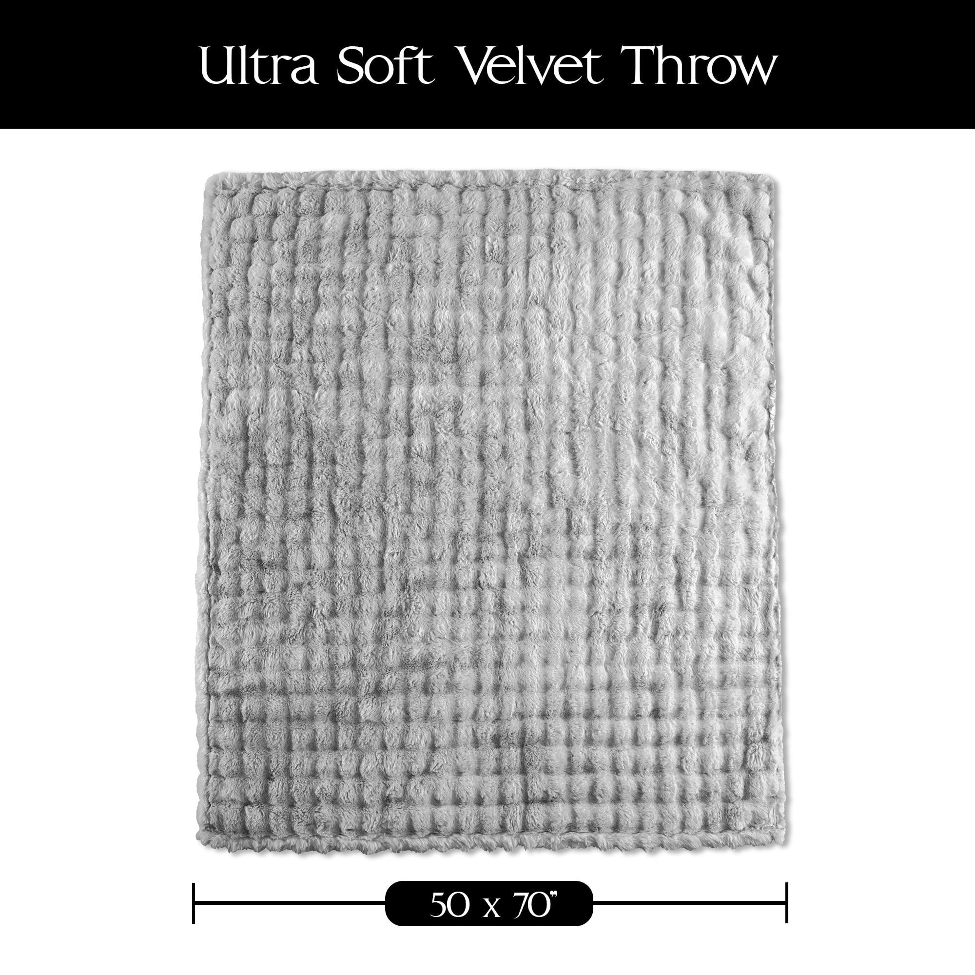 Lightweight Warm Serenade Gray Textured Faux Fur Throw Blanket, 50 x 70 - Lightweight Plush Warm Blanket for All Seasons Detail
