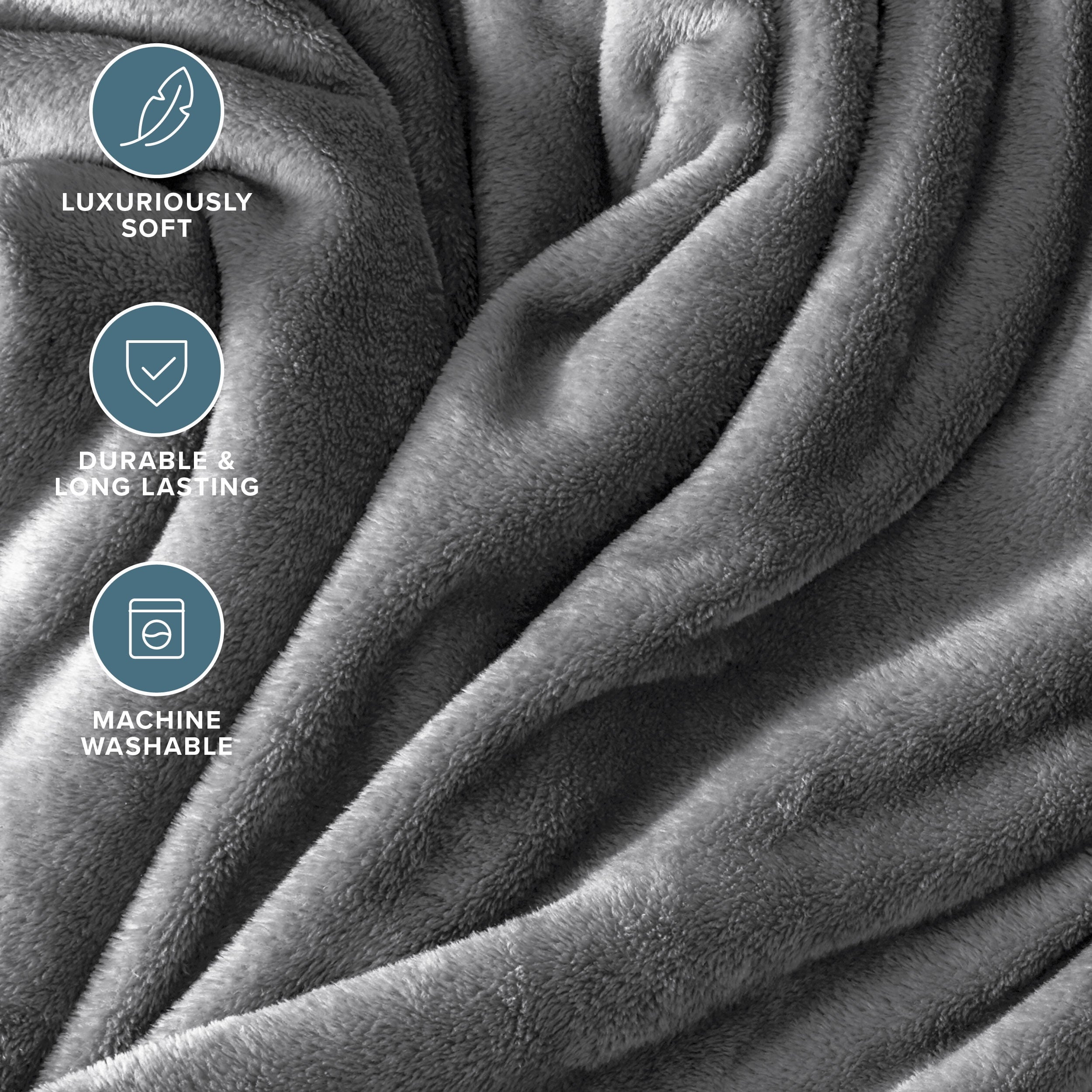 Decorative Knitted Microplush Fleece Blanket - 300 GSM - Fuzzy Microfleece - Soft & Plush - Full/Queen, Gray - Lightweight Plush Warm Blanket for All Seasons Detail