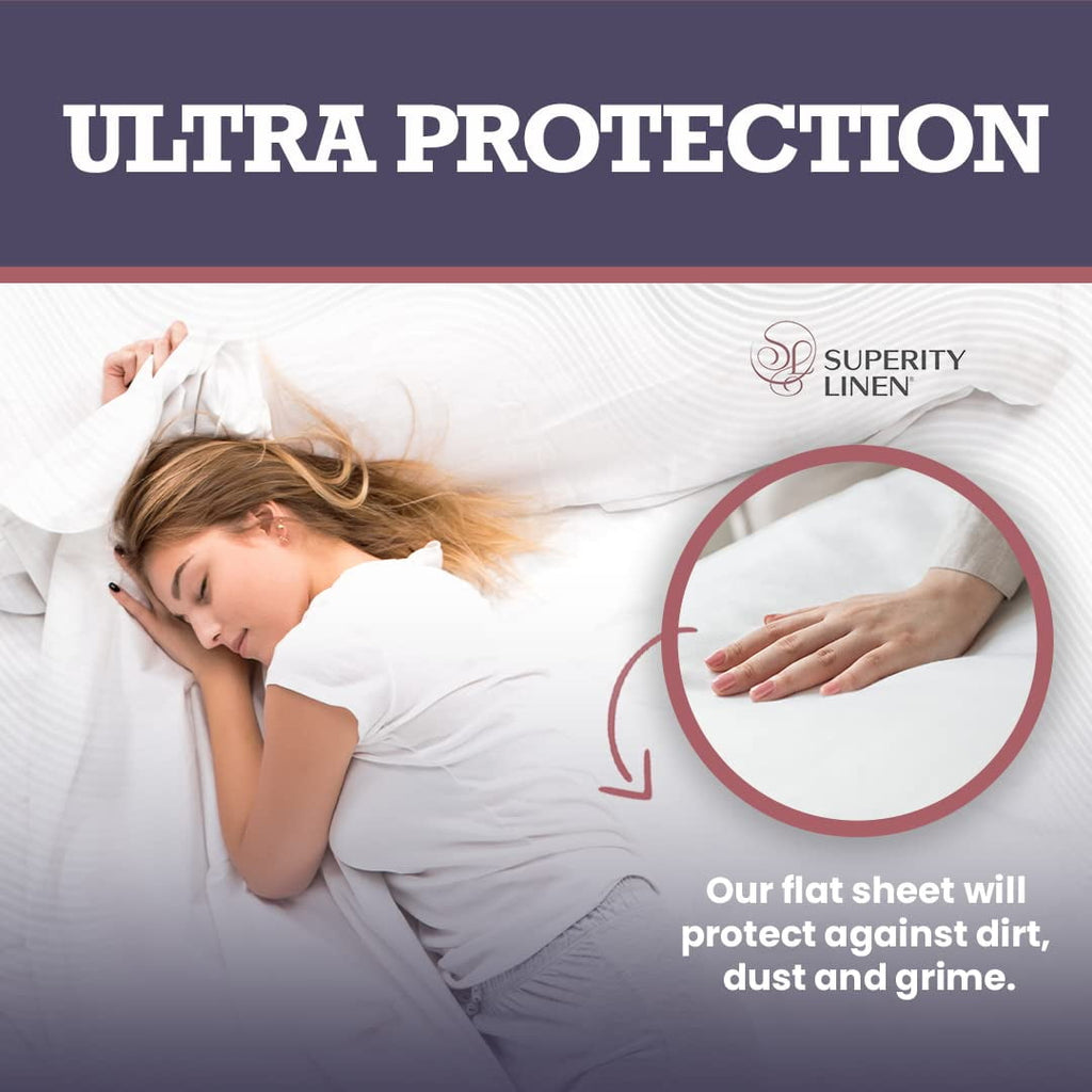 Ultra-Soft Oversized King Size Flat Sheet for Bed - 100% Cotton - Durable and Comfortable with 200 Thread Count - Soft, Breathea... - Cooling Hotel Quality Bedding Sheets and Pillowcases Detail