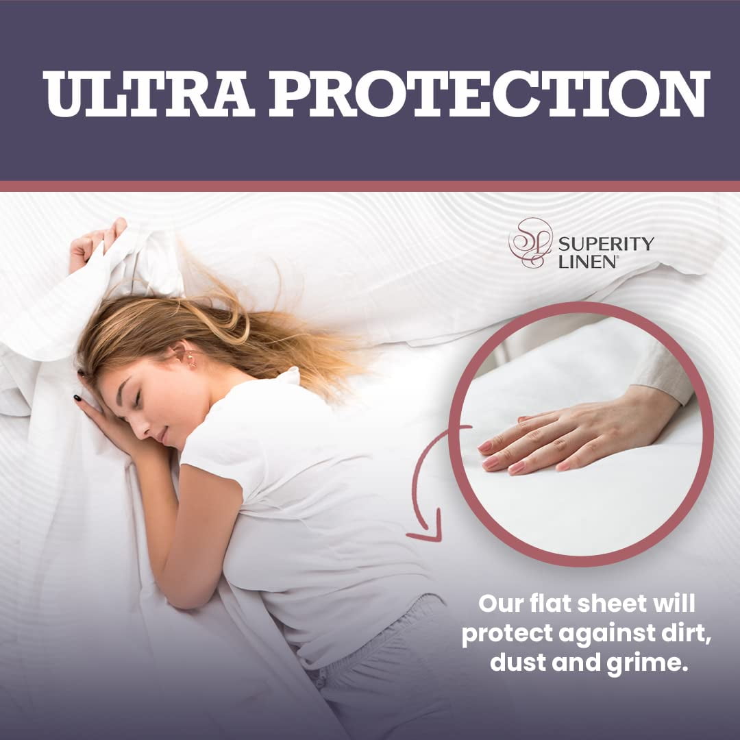 Ultra-Soft Oversized King Size Flat Sheet for Bed - 100% Cotton - Durable and Comfortable with 200 Thread Count - Soft, Breathea... - Cooling Hotel Quality Bedding Sheets and Pillowcases Detail