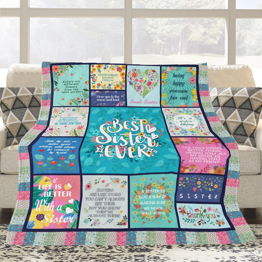 Lightweight Warm Sister Gifts Blanket for Birthday, Mother's Day, Christmas - Big Sister Gift Ideas - Super Soft Reversible Sherpa Flannel Blanket Detail
