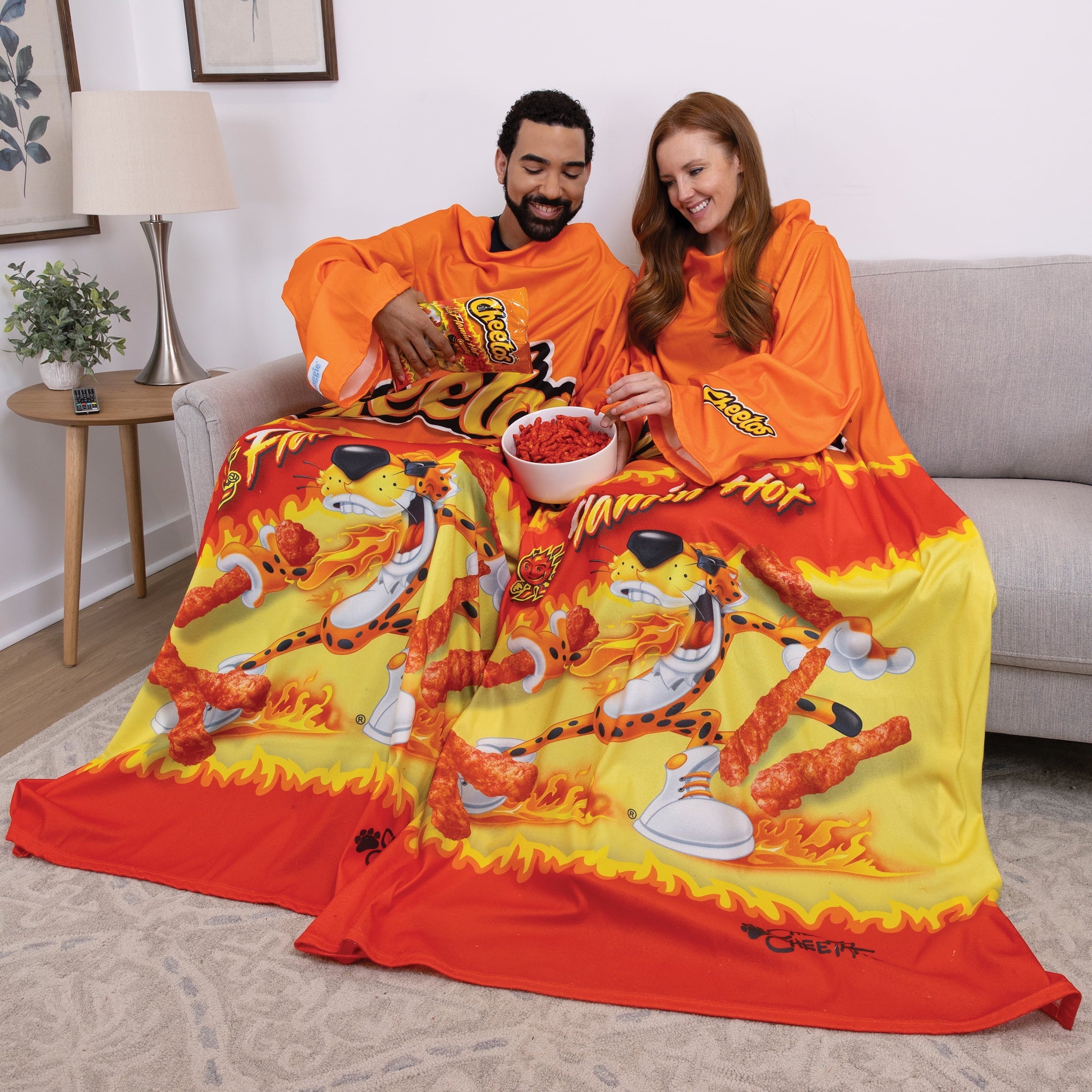 Super Soft Flannel Cheetos Flaming Hot Wearable Blanket - Luxury Knitted Decorative Throw Blanket with Fringes Detail