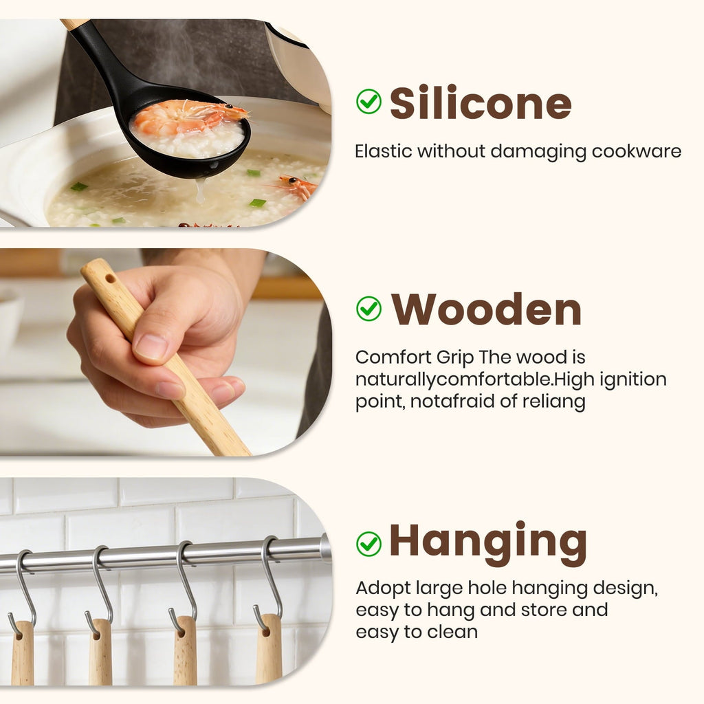Durable Steel Silicone Cooking Utensils Set with Holder, 44 PCS Kitchen Utensils Set, Silicone Kitchen Gadgets Spatulas Set for Non... - High-Precision Culinary Tool for Baking & Cooking Detail