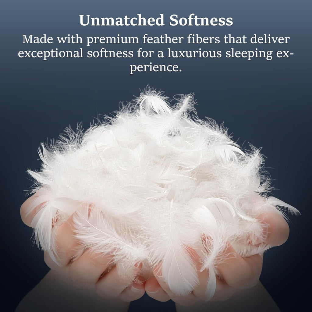 Orthopedic Support Goose Feather Pillows Queen Size Set of 2, Hotel Down Bed Pillow for Sleeping,Soft 600 TC Cotton Cover - Ergonomic Memory Foam Pillow for Neck Pain Support Detail