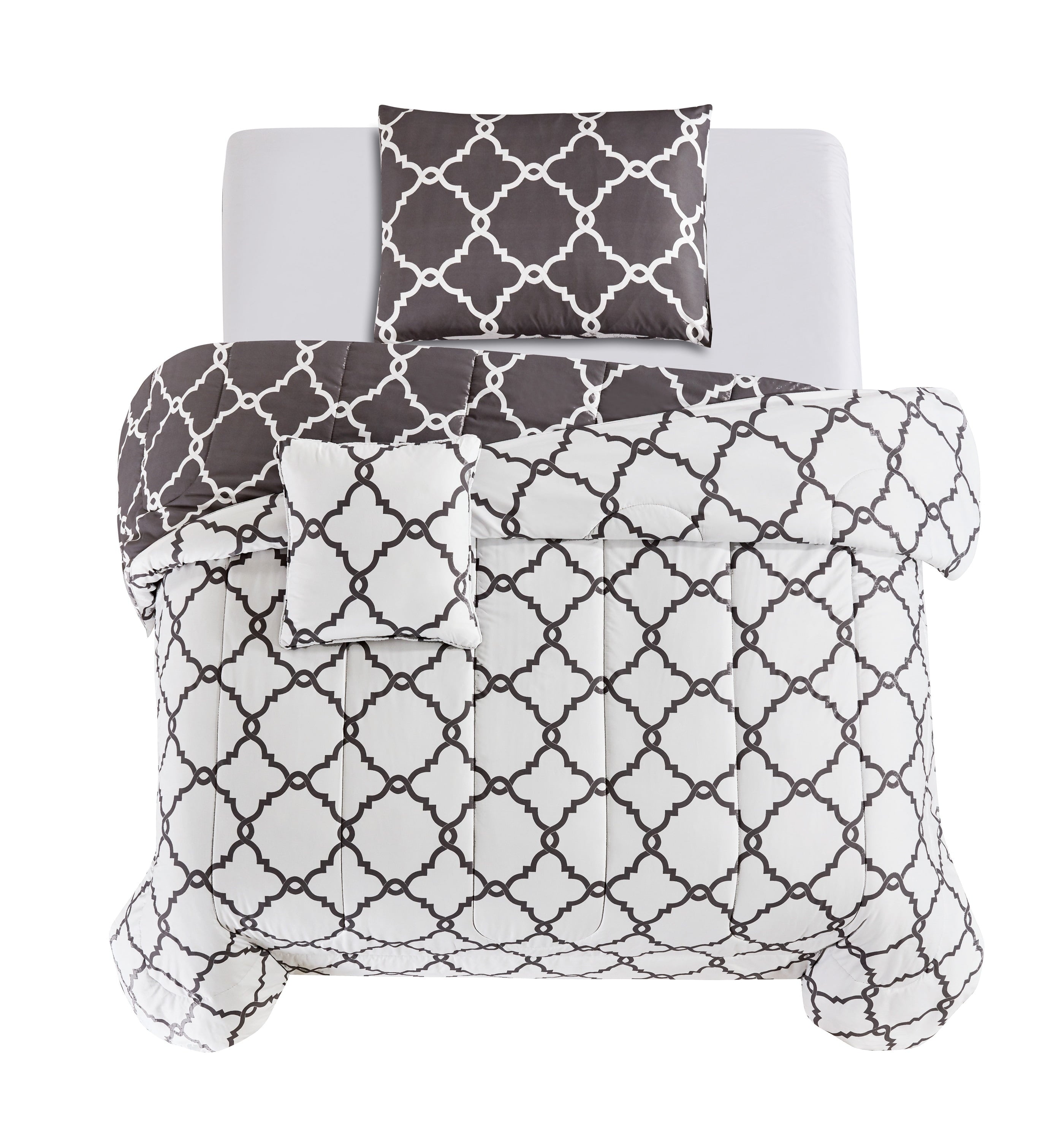 All-Season 4 Piece Geometric Twin Comforter Set - Polyester Filling Reversible Washable Comforter Set - All-Season Down Alternative Comforter Insert Detail