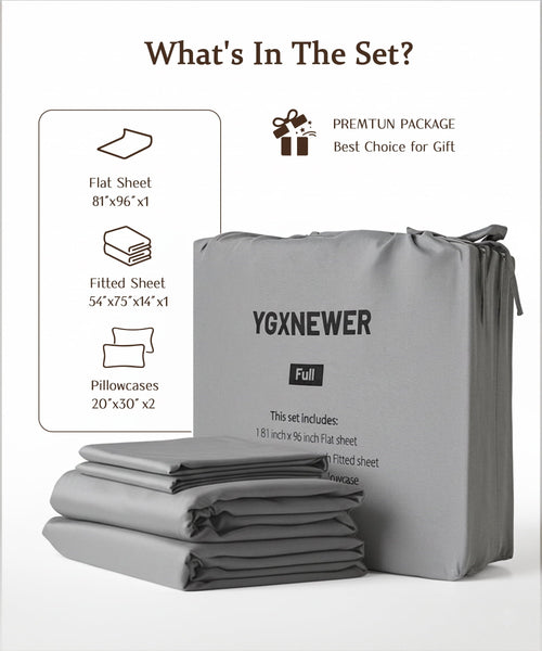 Cooling Sateen Full Size 4 Piece Sheet Set, Comfy Breathable Cooling Bed Sheets Set, Hotel Luxury Bedding, Deep Pockets, Ultra-Soft,... - Premium Ultra-Soft Pillowcase Pair for Sleeping Detail