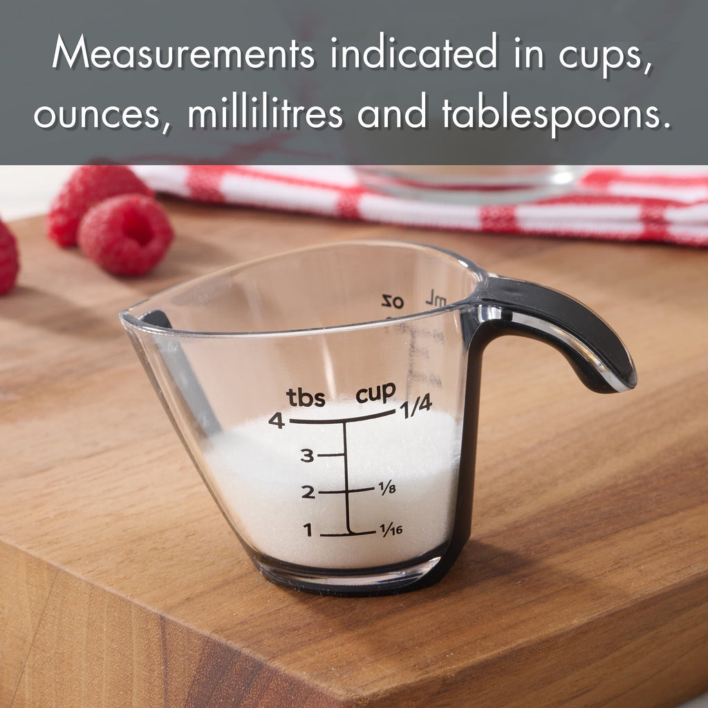 Time-Saving 1/4C Plastic Mini Measuring Cup, Black/Transparent - Multi-Functional Manual Food Chopper & Slicer Detail