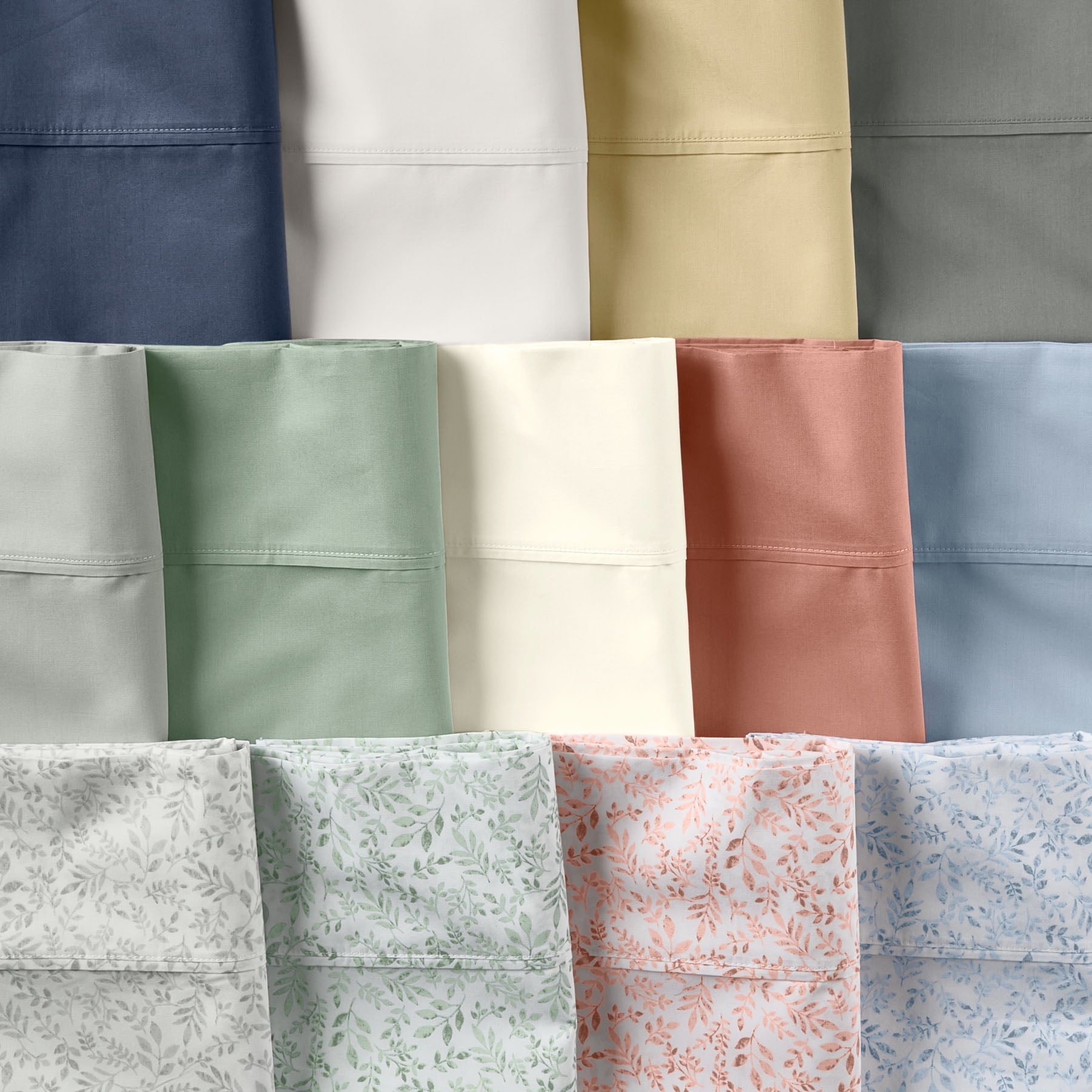 Cooling Sateen Cool & Crisp 4-Piece 300 Thread Count Green River Cotton Percale Sheet Set, Queen - Premium Ultra-Soft Pillowcase Pair for Sleeping Detail