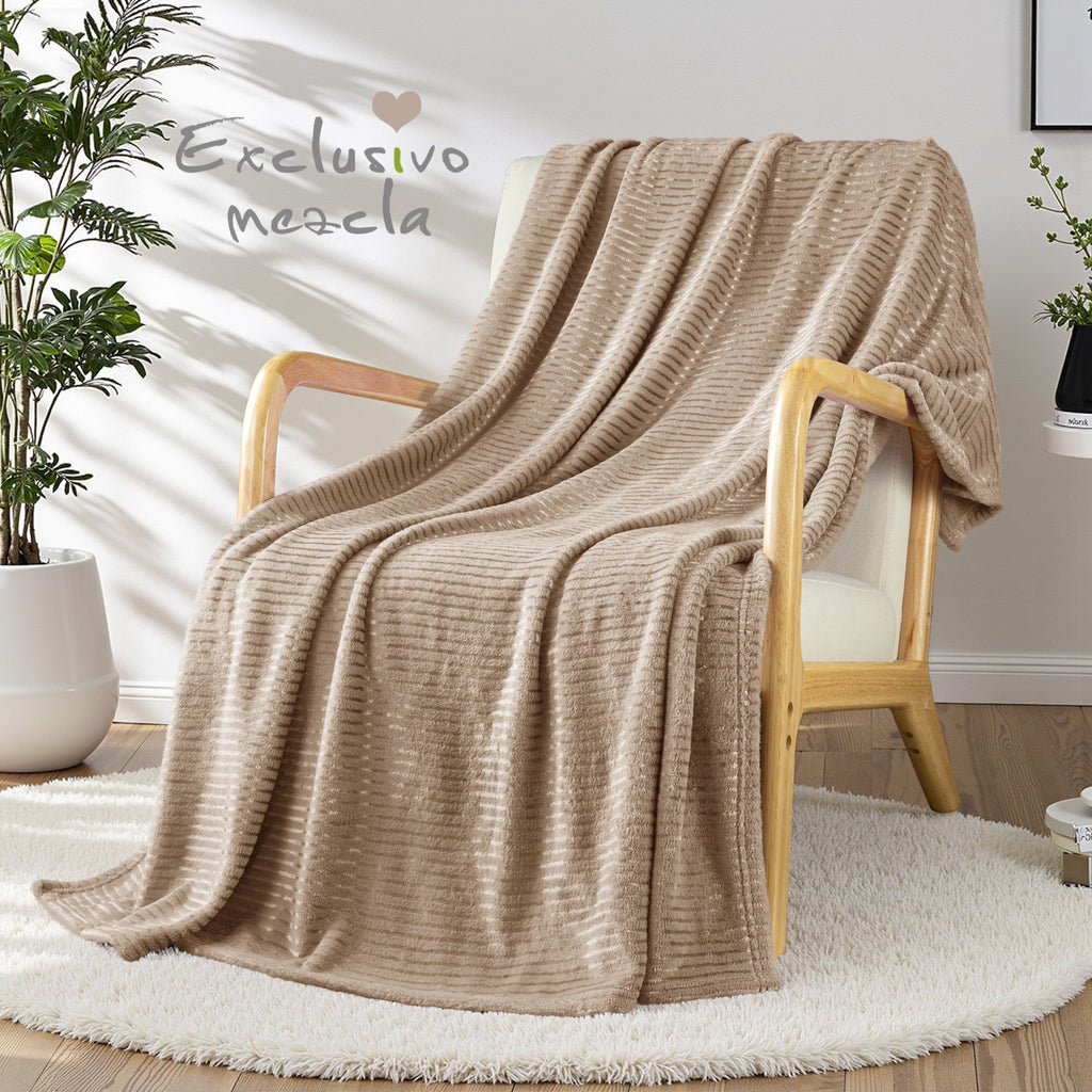 Decorative Knitted Soft Throw Blanket, 50"x60", Camel - Cozy Fleece Throw Blanket for Couch & Bed Detail