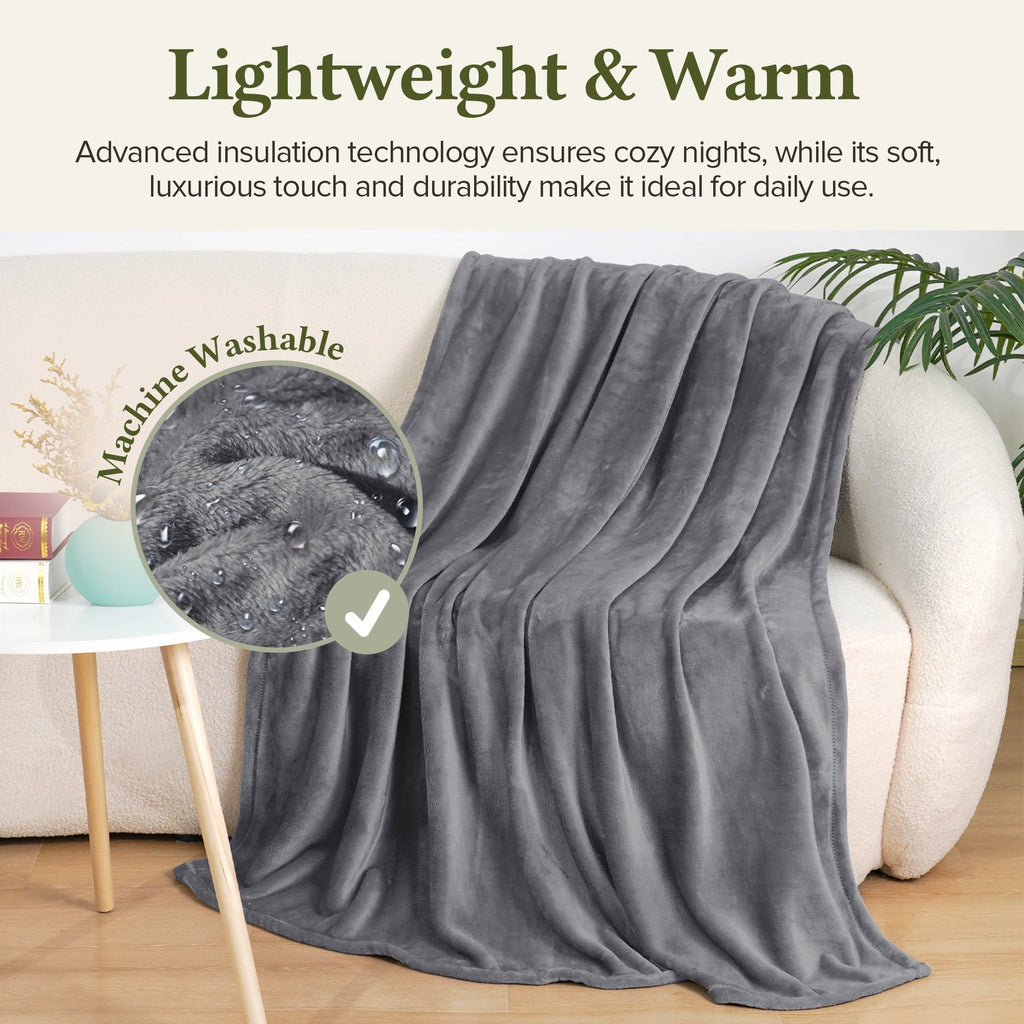 Reversible Sherpa Fleece Throw Blanket, Fuzzy Soft Lightweight Blankets for Bed, Sofa, Suitable for All Season, Grey, 50x60 inches - Super Soft Reversible Sherpa Flannel Blanket Detail