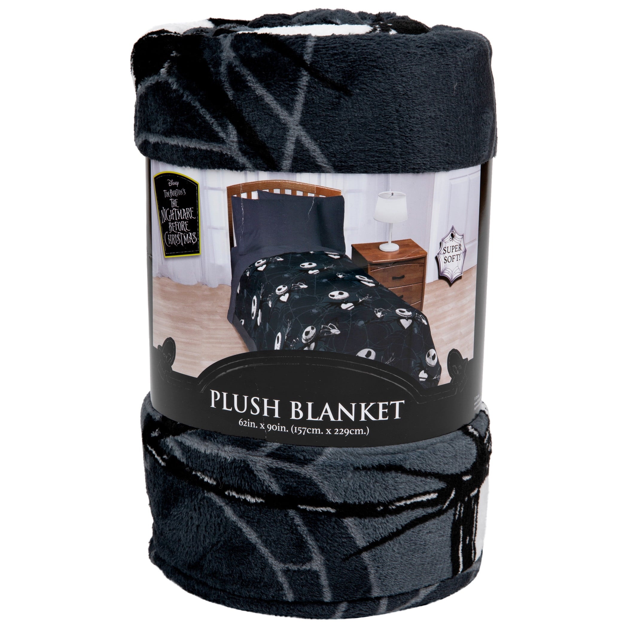 Reversible Sherpa Nightmare Before Christmas Jack Skellington 62x90 Plush Throw Blanket, 100% Polyester - Cozy Fleece Throw Blanket for Couch & Bed Detail