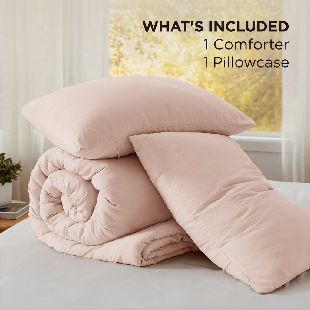 Hypoallergenic Cloud 2 Pieces Twin Comforter Bedding Set, Pink Comforter Set for All Seasons, 1 Lightweight Prewashed Comforter and 1 Pill... - Luxurious Quilted Duvet Cover Set Detail
