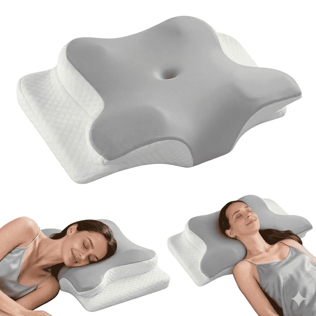 Decorative Plump Memory Foam Contour Pillows - Neck Pain Relief, Orthopedic Cervical, Breathable Washable Cover - Hotel Quality Plush Sleeping Pillows Detail