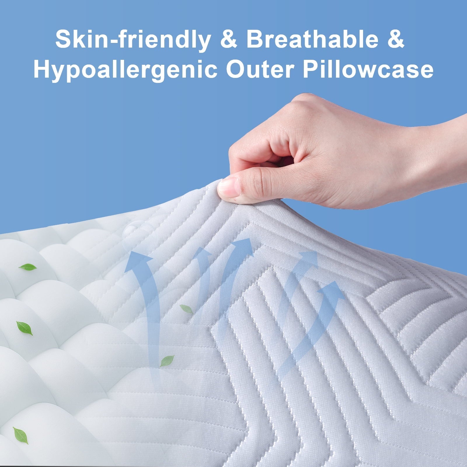 Decorative Plump Soft Bed Pillow, Shredded Memory Foam Pillow, Comfortable Sleeping Pillow, Standard Size, Affordable Everyday Use - Hotel Quality Plush Sleeping Pillows Detail