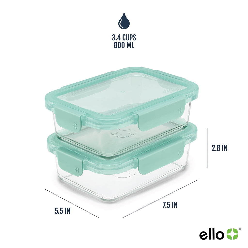 Whimsical Doughnut 3.4 Cup 2 Pack Glass Meal Prep Containers with Locking Lids - Playful Star & Heart Shaped Geometric NeeDoh Detail