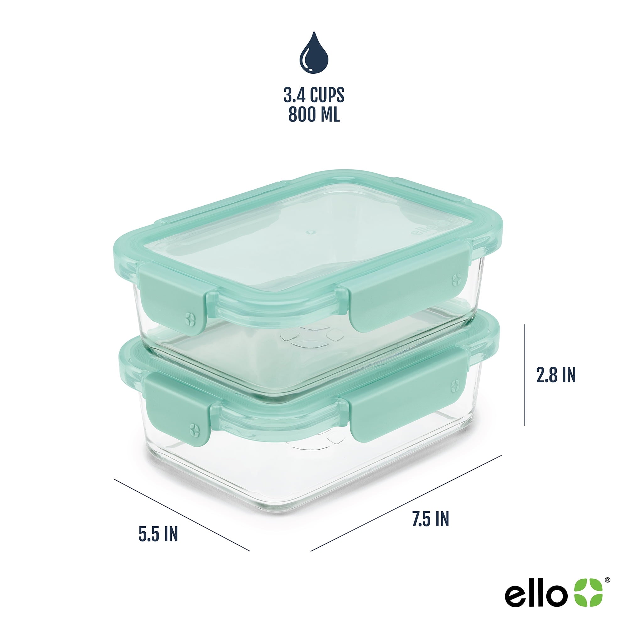Whimsical Doughnut 3.4 Cup 2 Pack Glass Meal Prep Containers with Locking Lids - Playful Star & Heart Shaped Geometric NeeDoh Detail