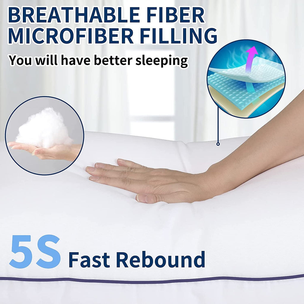 Orthopedic Support Bed Pillows for Sleeping Queen Size 20" x 30" Hypoallergenic Pillow for Side and Back Sleeper Soft Supportive Hotel C... - Hotel Quality Plush Sleeping Pillows Detail