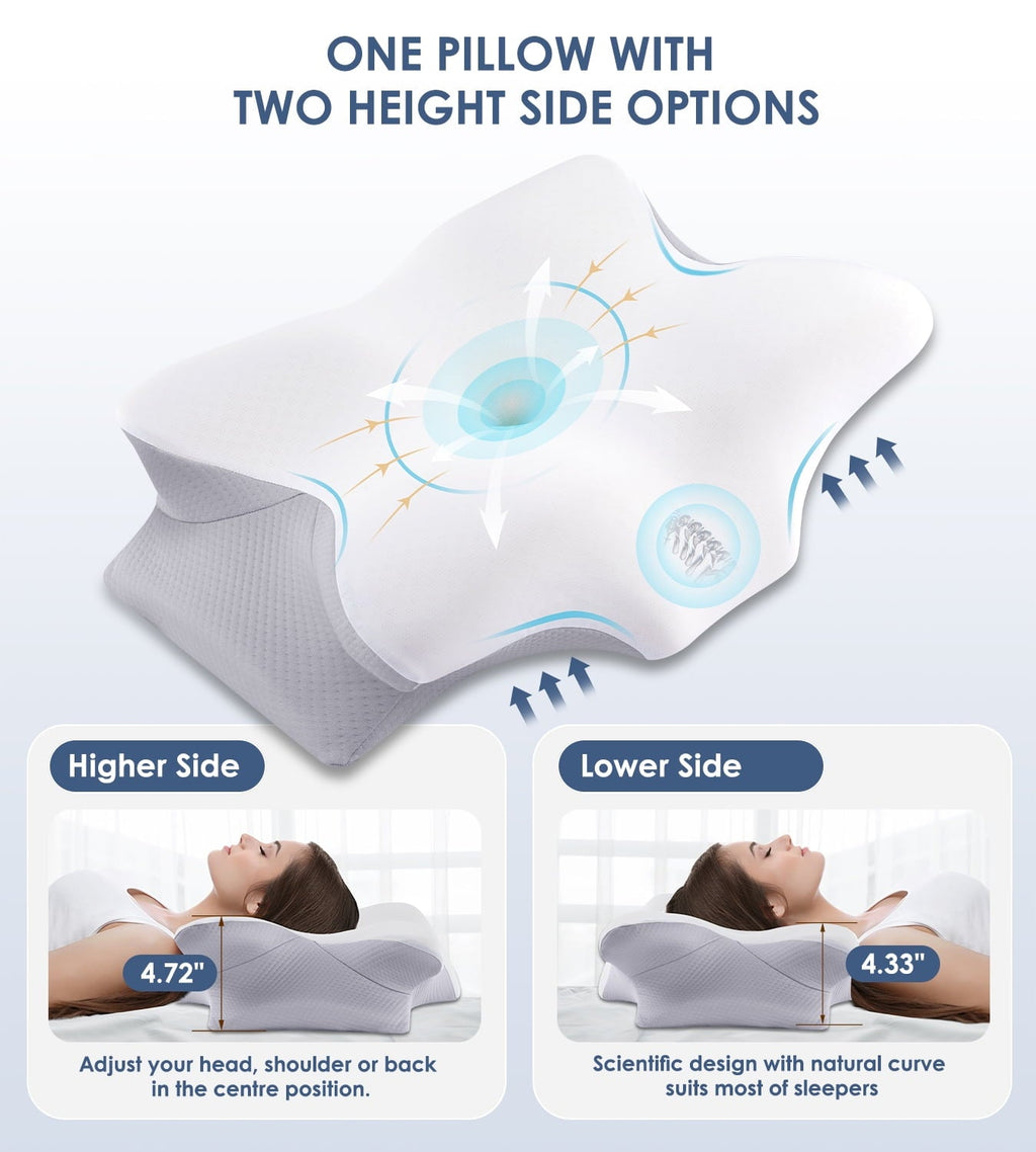 Fluffy Shredded Cervical Pillow for Neck Pain Relief, Contour Memory Foam Pillows, Odorless Ergonomic Neck Pillow Adjustable Orthoped... - Ergonomic Memory Foam Pillow for Neck Pain Support Detail