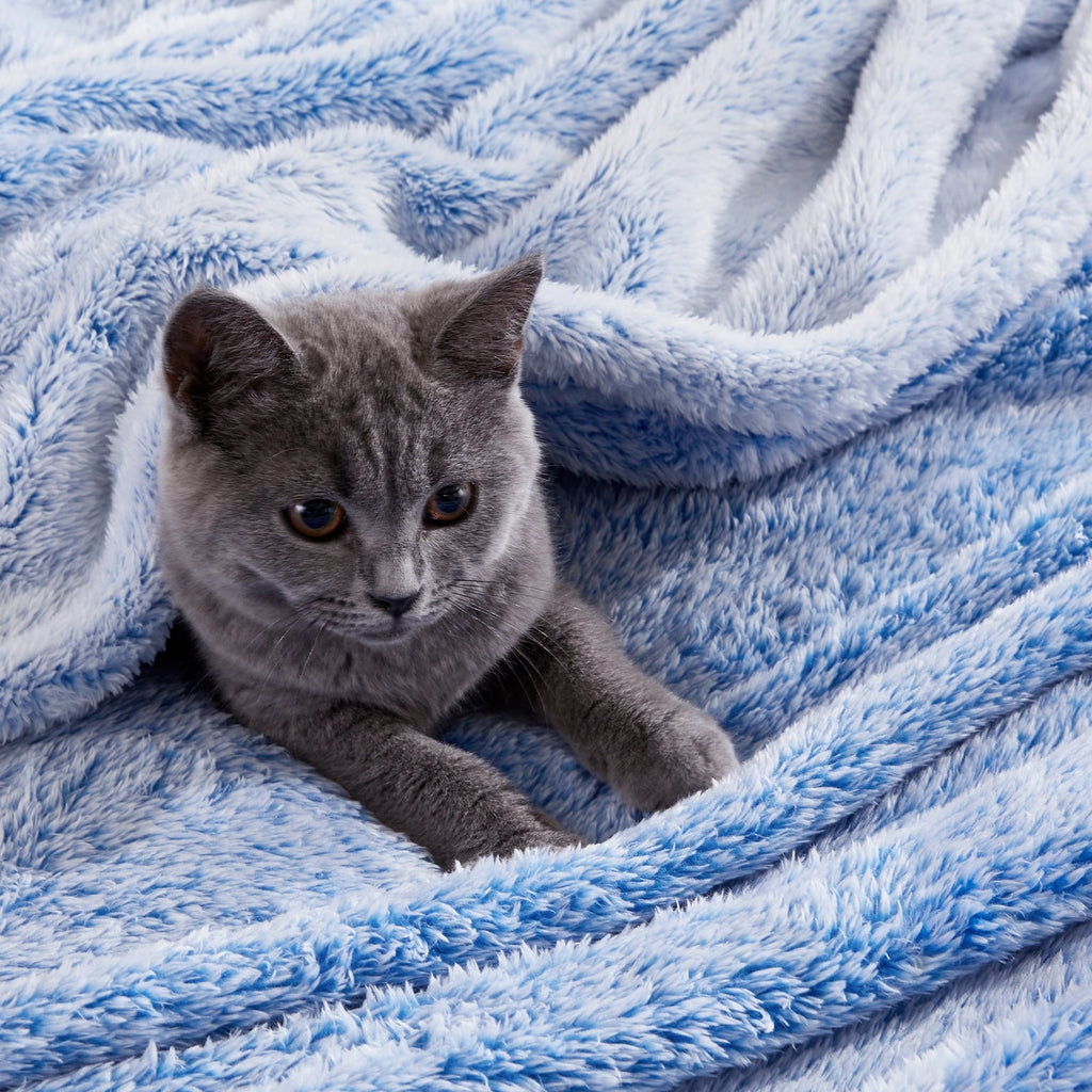Reversible Sherpa Plush Fuzzy Large Fleece Throw Blanket (50" x 70", Mixed Cobalt Blue)- Soft, Warm and Lightweight - Lightweight Plush Warm Blanket for All Seasons Detail