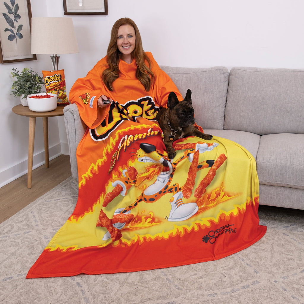 Super Soft Flannel Cheetos Flaming Hot Wearable Blanket - Luxury Knitted Decorative Throw Blanket with Fringes Detail