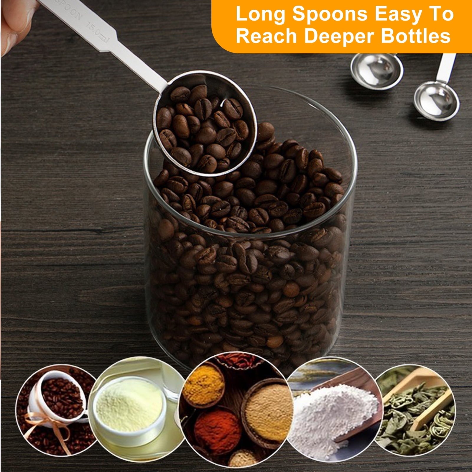 Premium Silicone Measuring Cups and Spoons Set of 10, 5 Stainless Steel Cups and 5 Spoons for Kitchen Cooking Baking - Premium Stainless Steel Cooking Utensil for Non-Stick Pots Detail