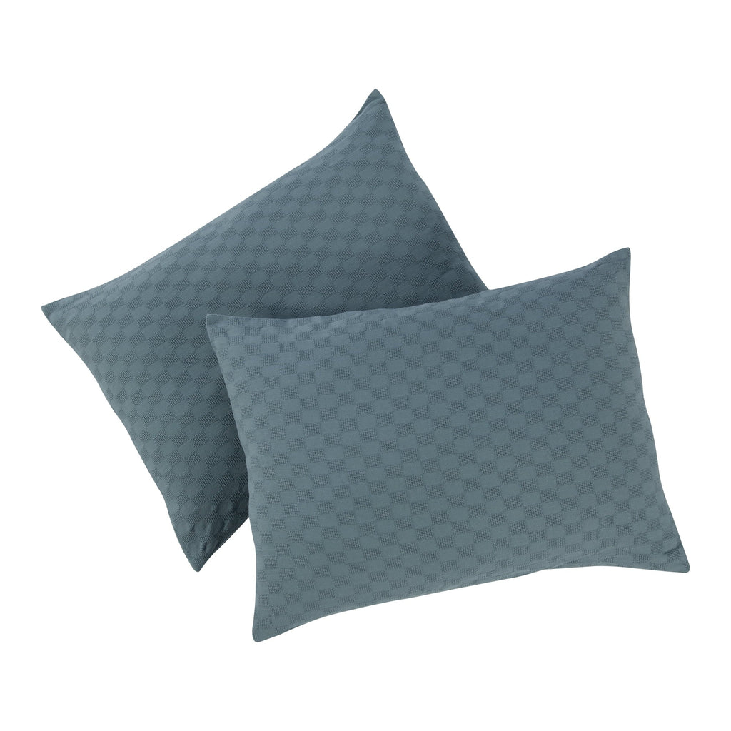 Hypoallergenic Cloud Full/Queen Comforter Set, All-Season, 3-Piece, Nimbus Blue Block Weave - Cloud-Like Soft Lightweight Bed Comforter Detail