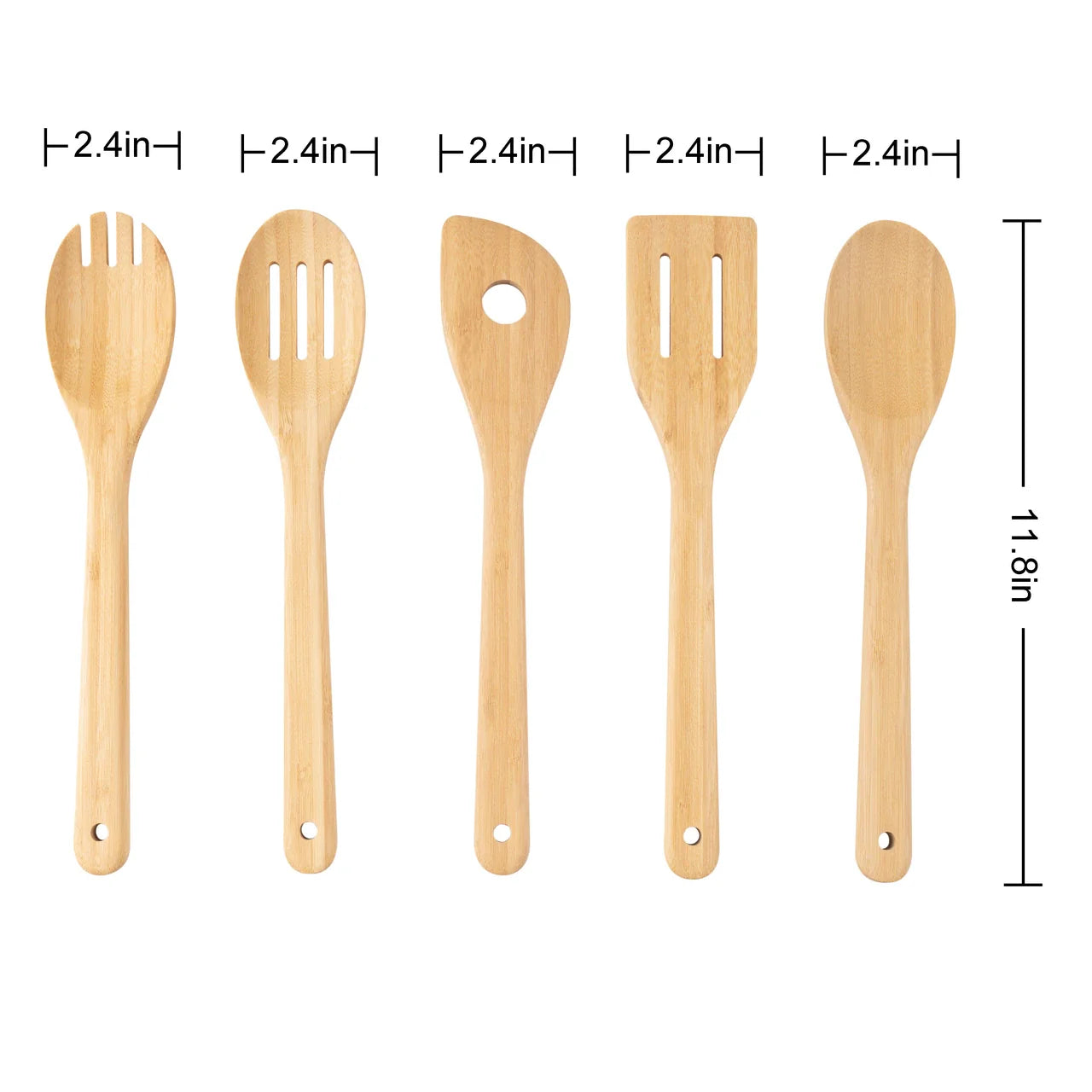 Heavy Duty 5pk Bamboo Spoons for Cooking, Kitchen Essential Tools Set - High-Precision Culinary Tool for Baking & Cooking Detail