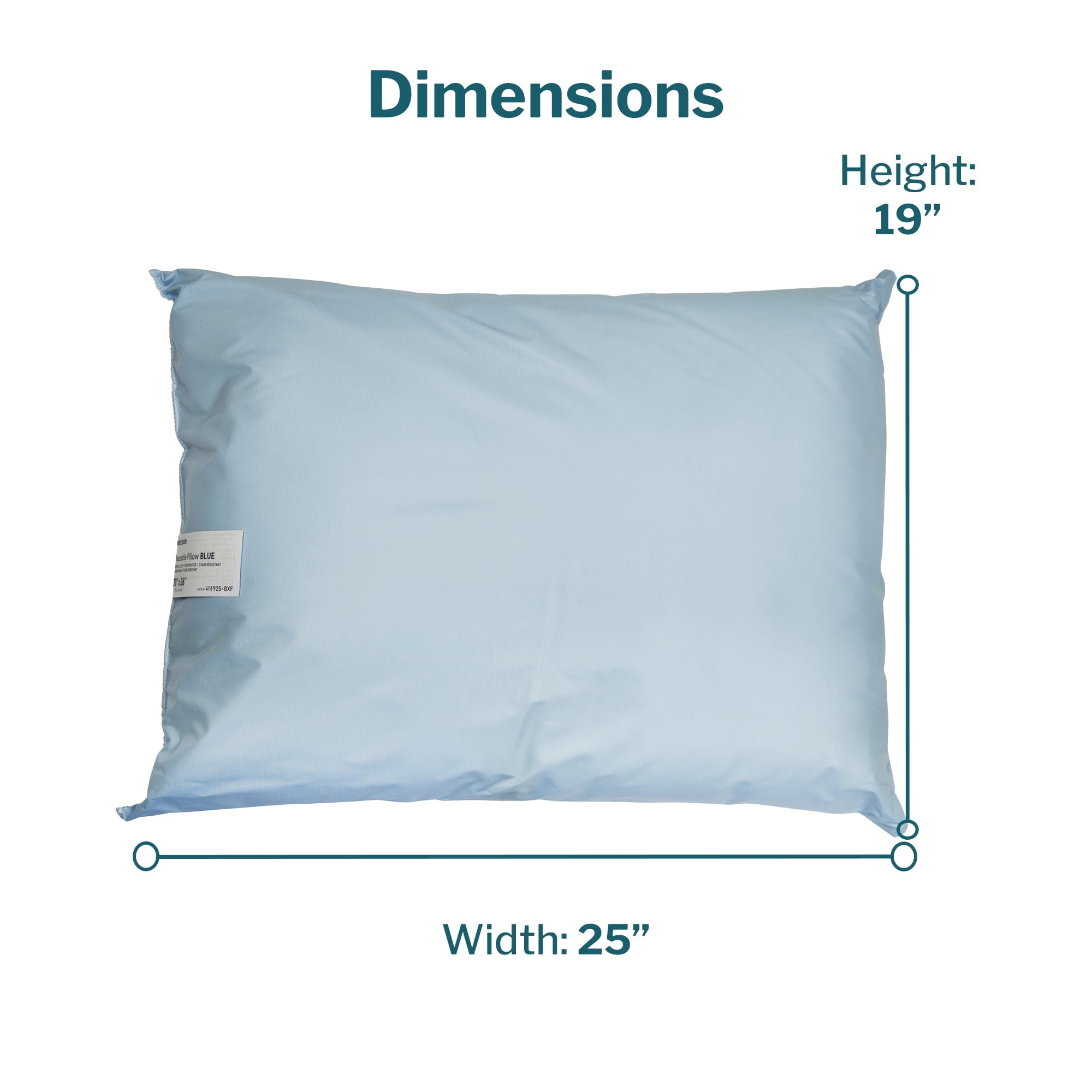 Orthopedic Support Reusable Water-Resistant Soft Polyester Fill Blue Bed Pillow, 19" x 25", 1 Ct - Orthopedic Shredded Foam Bed Pillow Set Detail