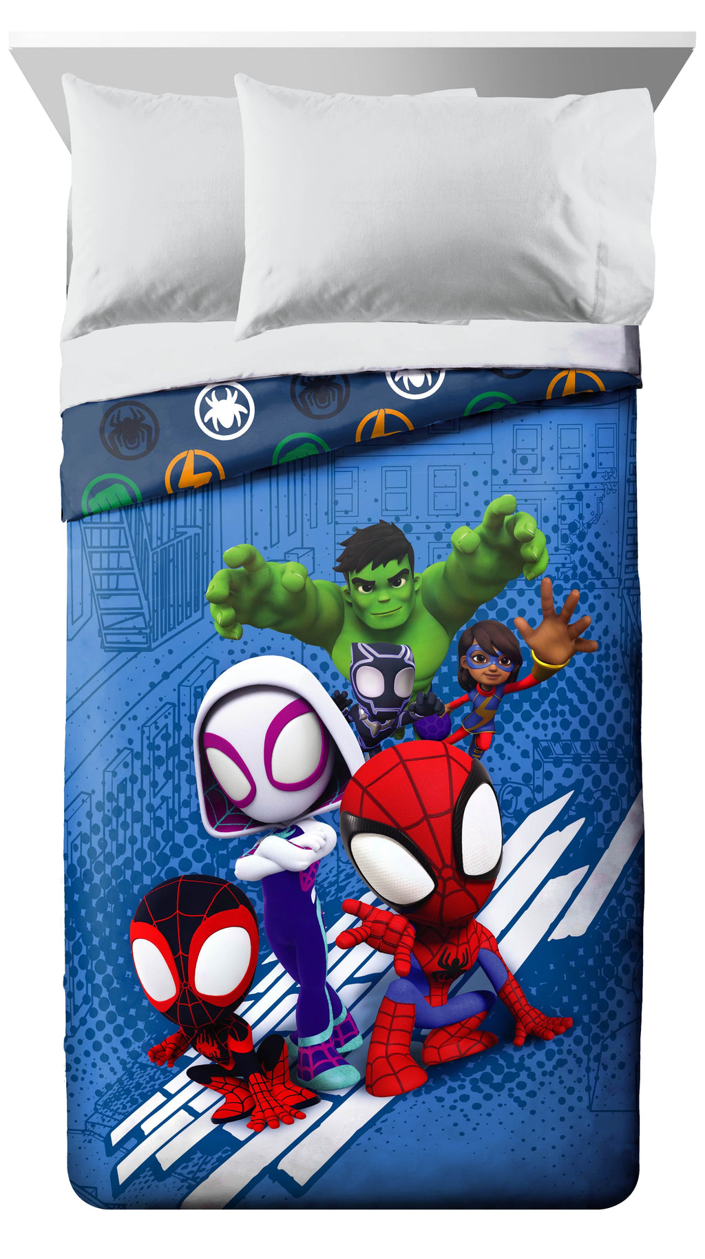 Heavyweight Warmth Spidey Amazing Friends Kids 2-Piece Twin/Full Reversible Comforter Set, Microfiber, Red - All-Season Down Alternative Comforter Insert Detail