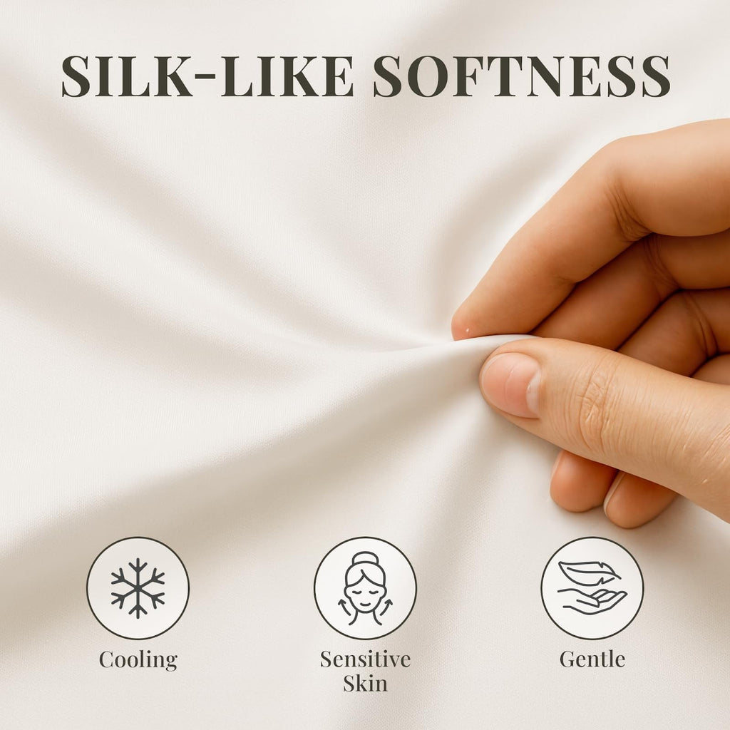 Premium Egyptian Cotton Sacred Thread Rayon Derived , 18'' Deep Pocket Cooling Sheets for Hot Sleepers, 6 PC Cooling Sheets (Queen Size - Premium Ultra-Soft Pillowcase Pair for Sleeping Detail