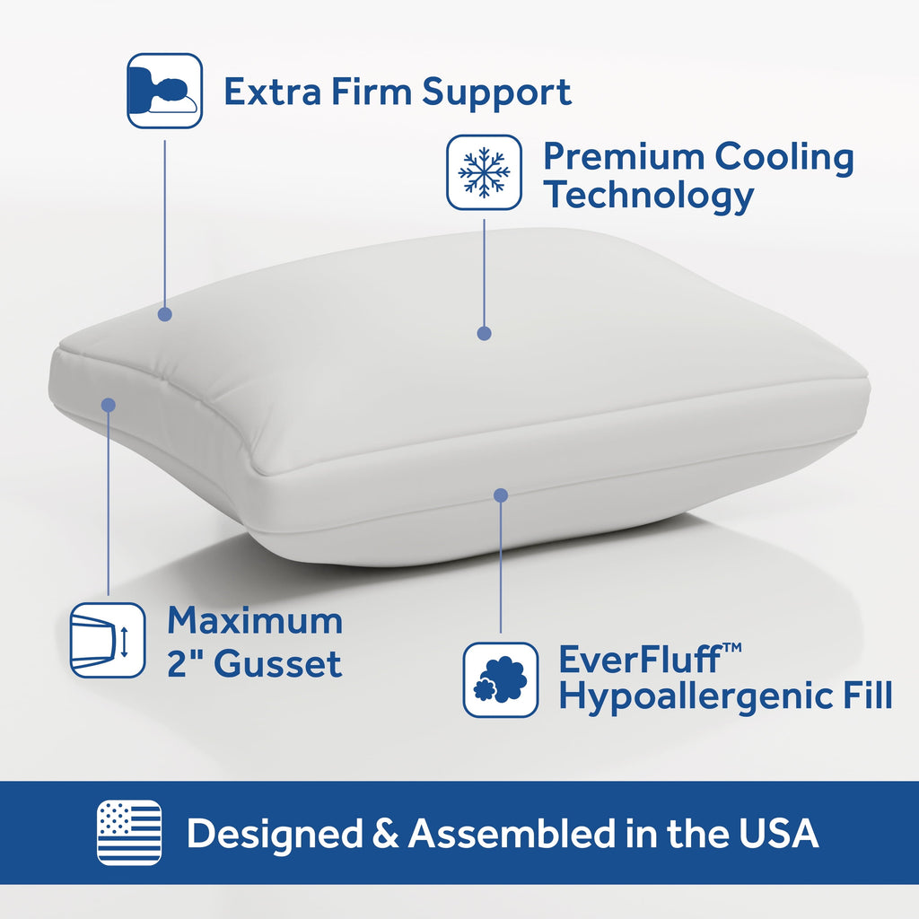 Hotel Collection Cooling Bed Pillow, Jumbo, White- Extra Firm, 2 Count - Orthopedic Shredded Foam Bed Pillow Set Detail