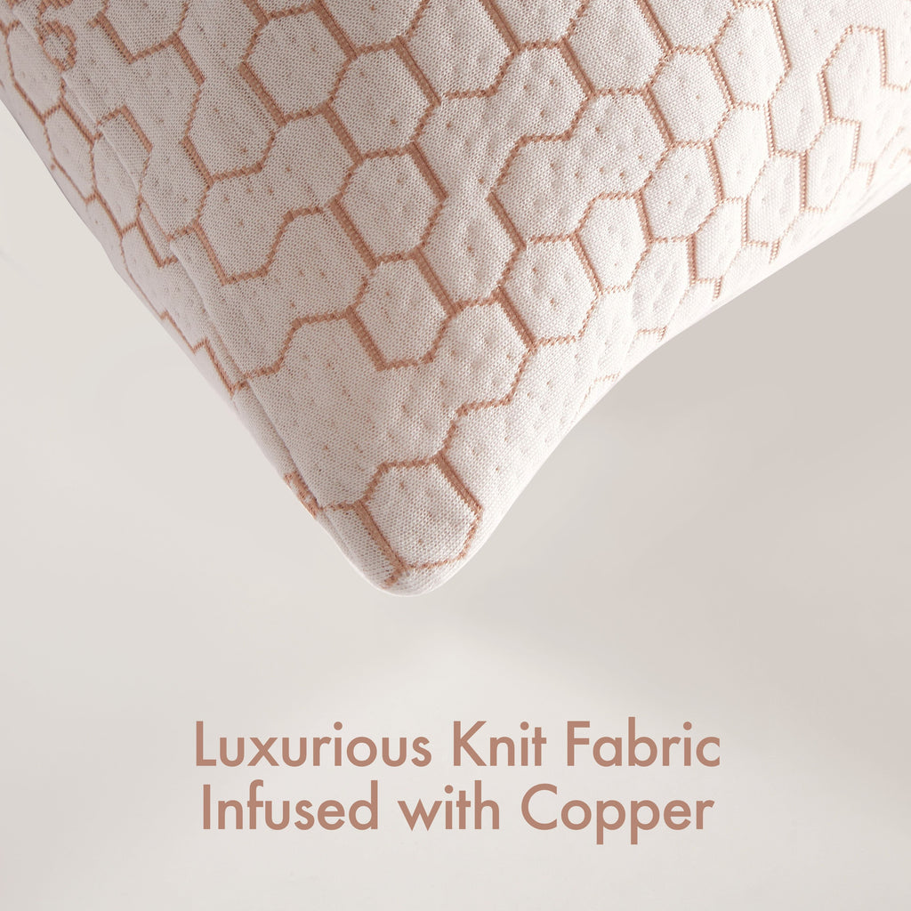 Decorative Plump Cozy Copper Infused Bed Pillow Standard, White - Orthopedic Shredded Foam Bed Pillow Set Detail