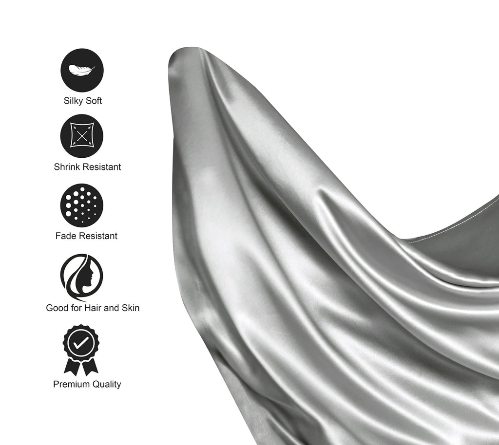 Premium Egyptian Cotton Luxury Satin Sheets Set Full Size Light Gray, 4-Piece Bedding Sets with Deep Pockets - Soft and Smooth Satin Bed Shee... - Luxury Bed Sheet Set with Deep Pockets Detail