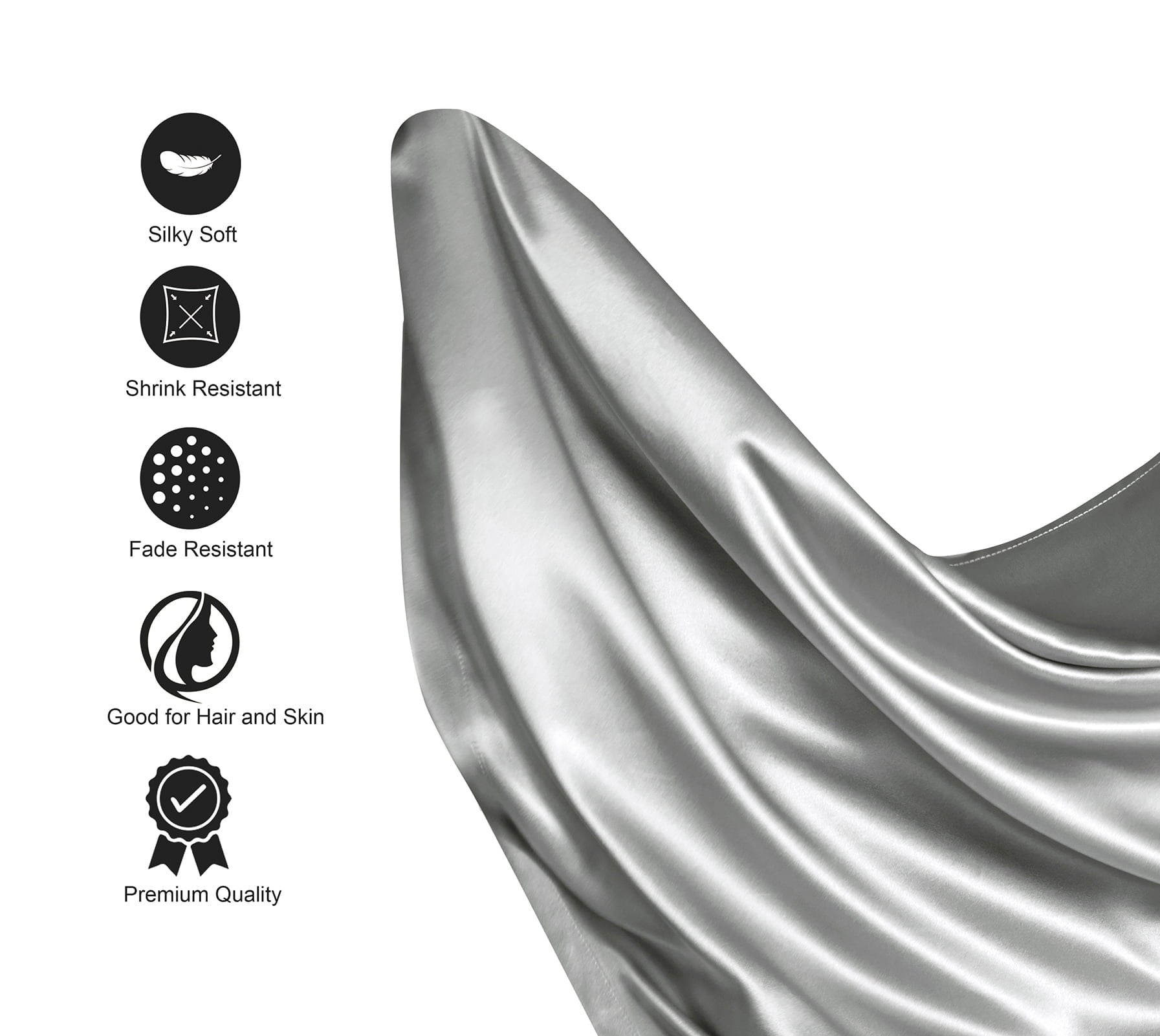 Premium Egyptian Cotton Luxury Satin Sheets Set Full Size Light Gray, 4-Piece Bedding Sets with Deep Pockets - Soft and Smooth Satin Bed Shee... - Luxury Bed Sheet Set with Deep Pockets Detail