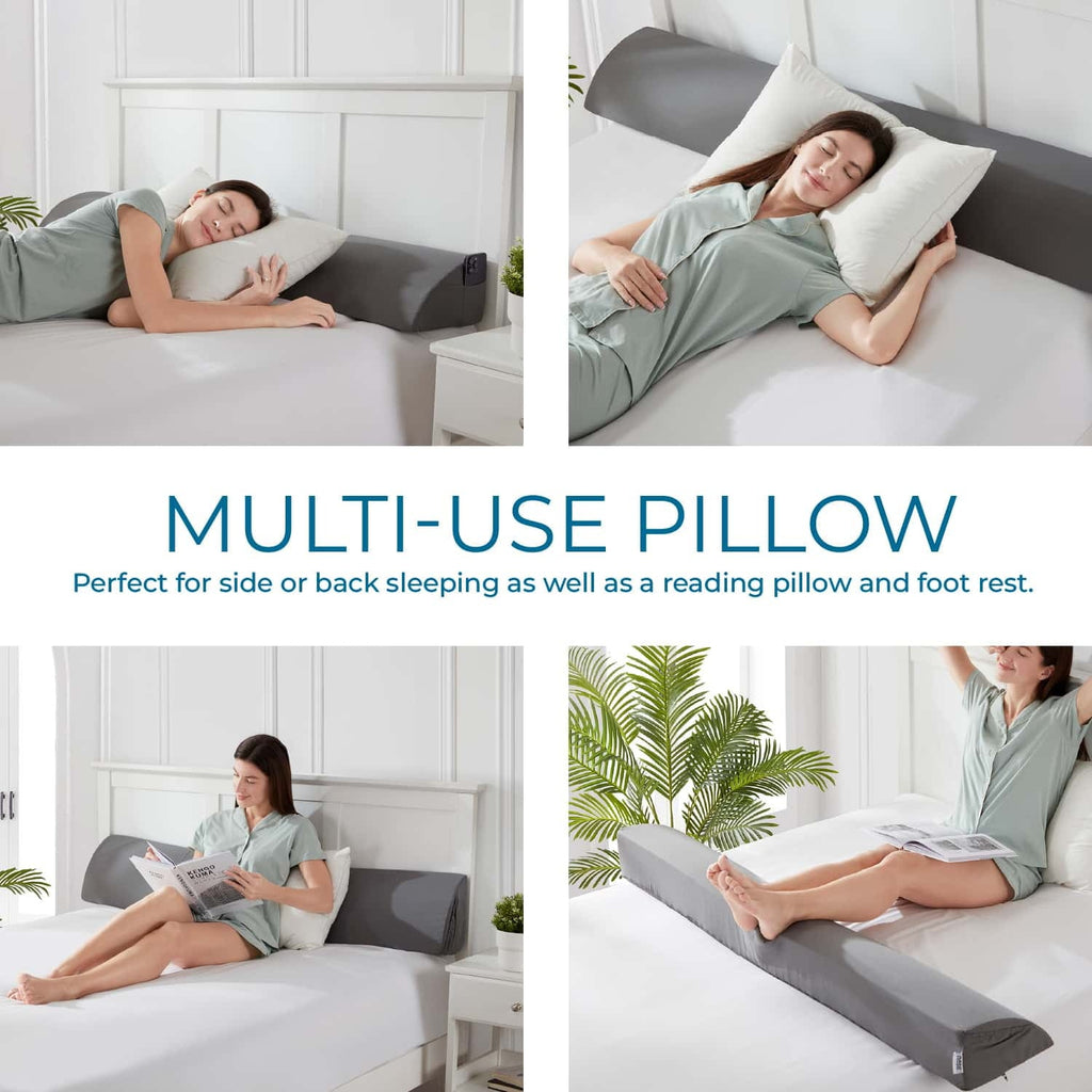 Ergonomic Memory Foam Bed Wedge Pillow for Headboard, Mattress Gap Filler Headboard Pillow, Queen Size - Decorative Throw Pillow Cushion for Sofa & Bed Detail
