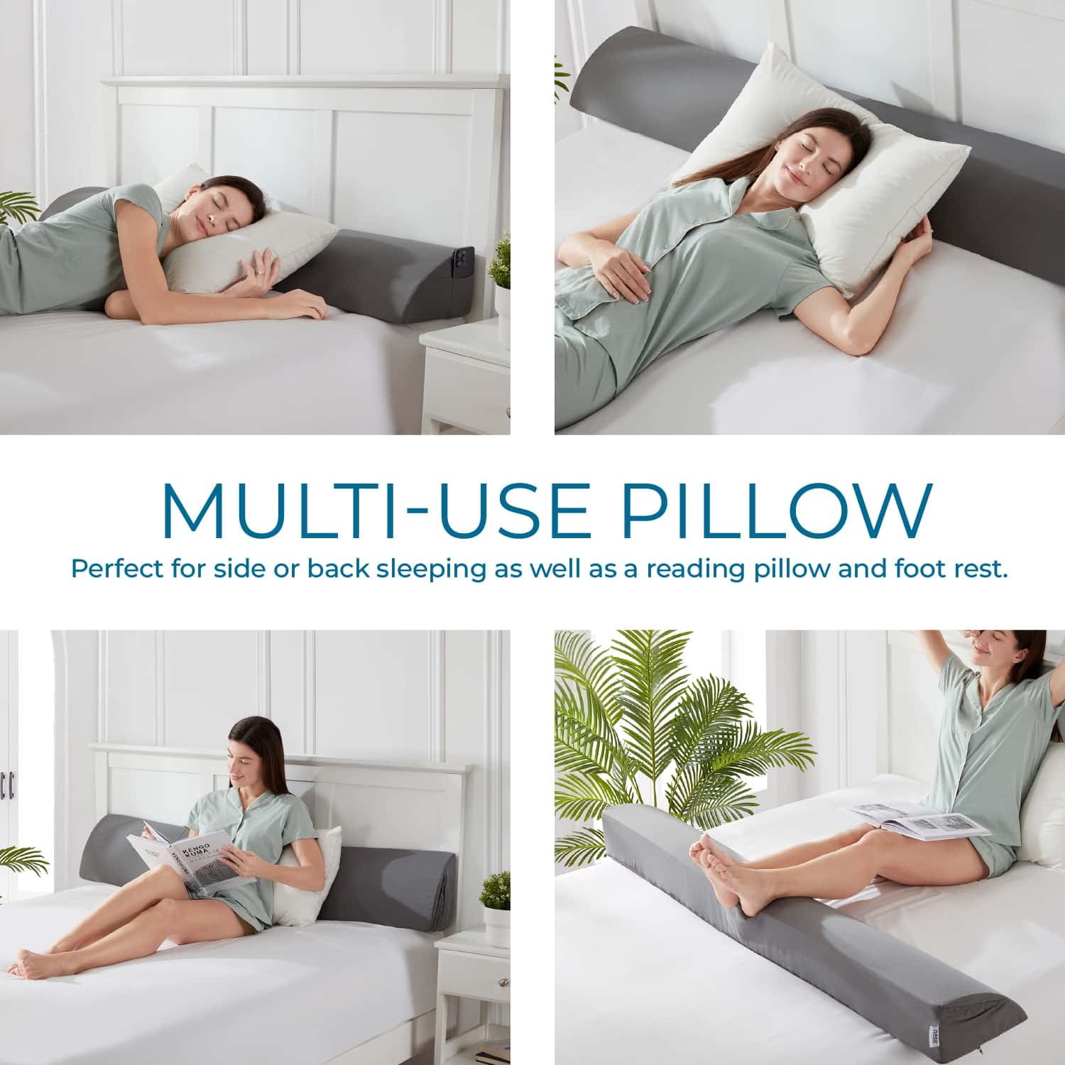 Ergonomic Memory Foam Bed Wedge Pillow for Headboard, Mattress Gap Filler Headboard Pillow, Queen Size - Decorative Throw Pillow Cushion for Sofa & Bed Detail