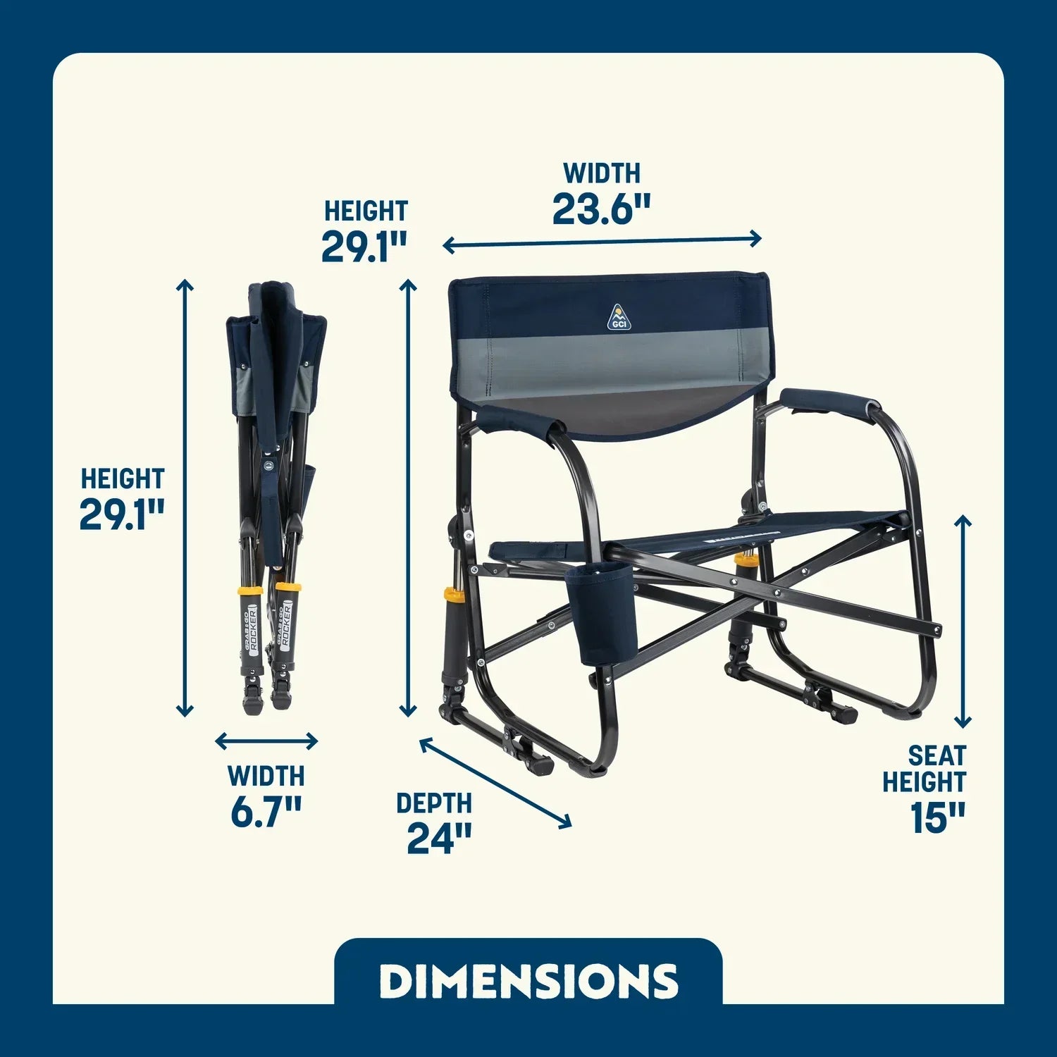Smooth Motion Grab & Go Rocker - Choice 551 - Patented Spring-Action Rocking Chair for Camping Detail