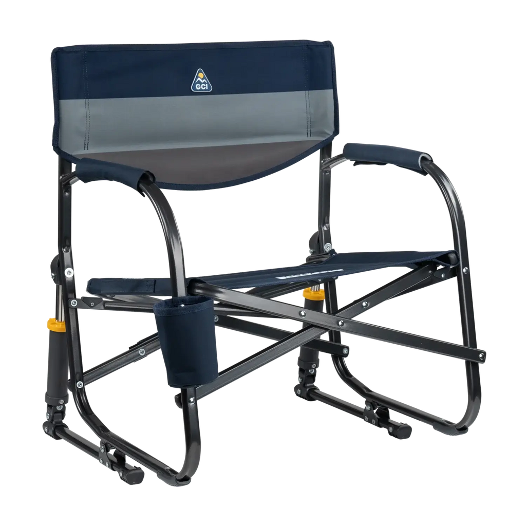 Smooth Motion Grab & Go Rocker - Choice 551 - Patented Spring-Action Rocking Chair for Camping - Indigo Color Block
