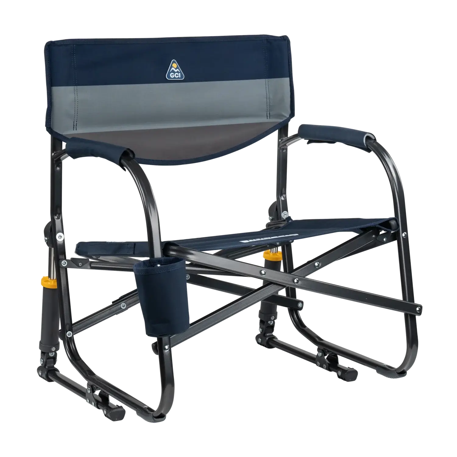 Smooth Motion Grab & Go Rocker - Choice 551 - Patented Spring-Action Rocking Chair for Camping - Indigo Color Block