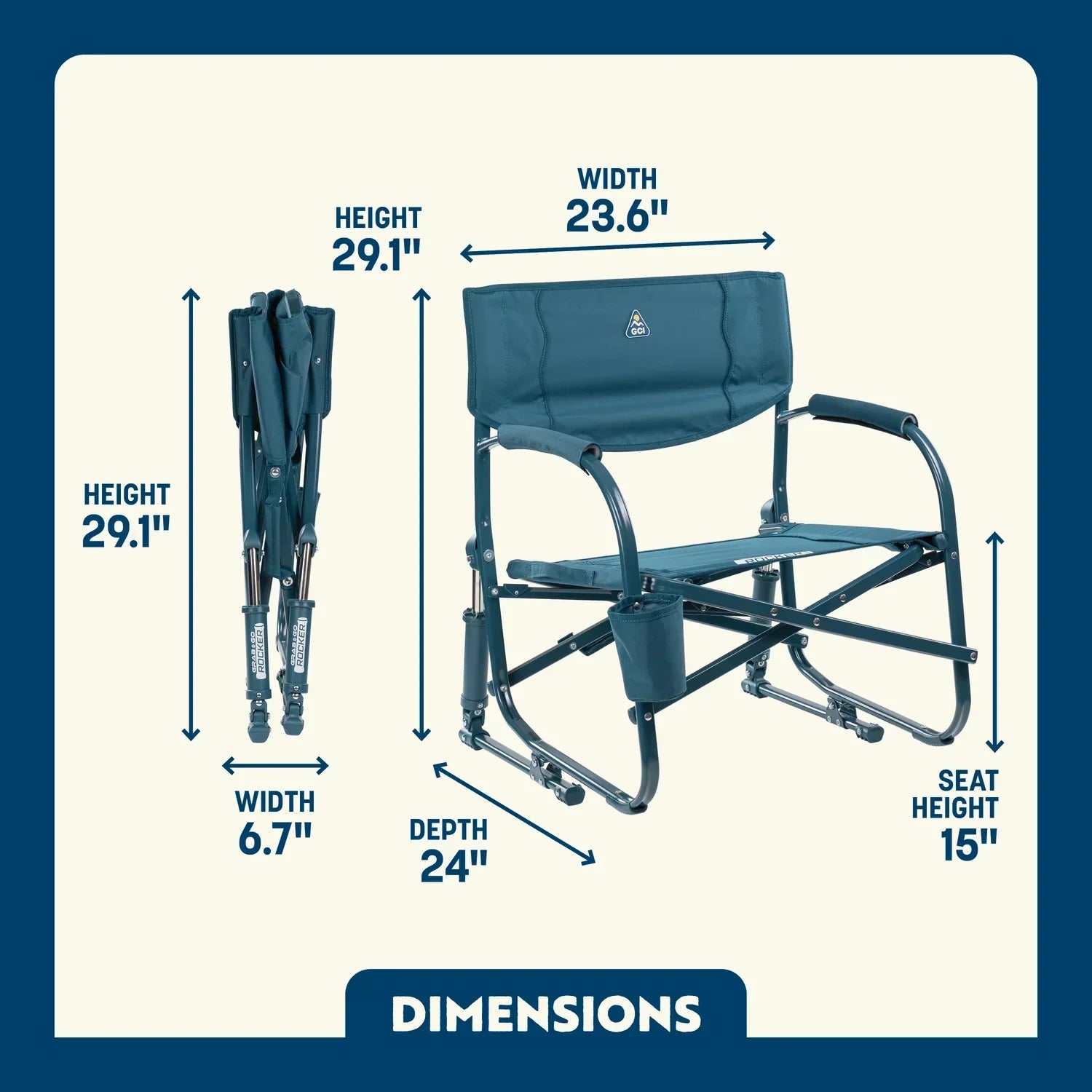 Smooth Motion Grab & Go Rocker - Choice 551 - Patented Spring-Action Rocking Chair for Camping Detail